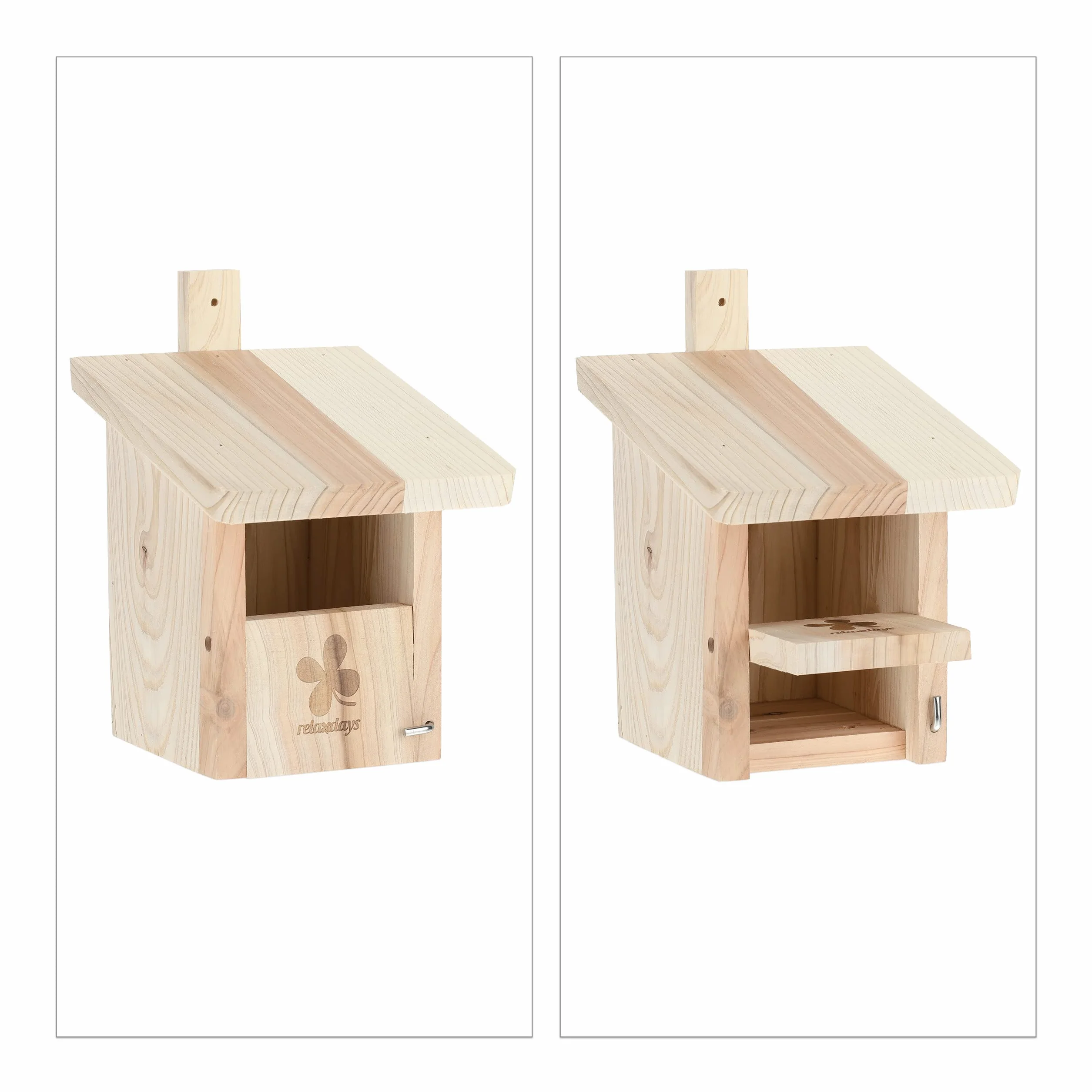 Relaxdays Nichoir d'extérieur pour Oiseaux Semi-cavernicoles, Fente d'envol HL 65x96 cm, Sapin, Jardin, terrasse, Nature