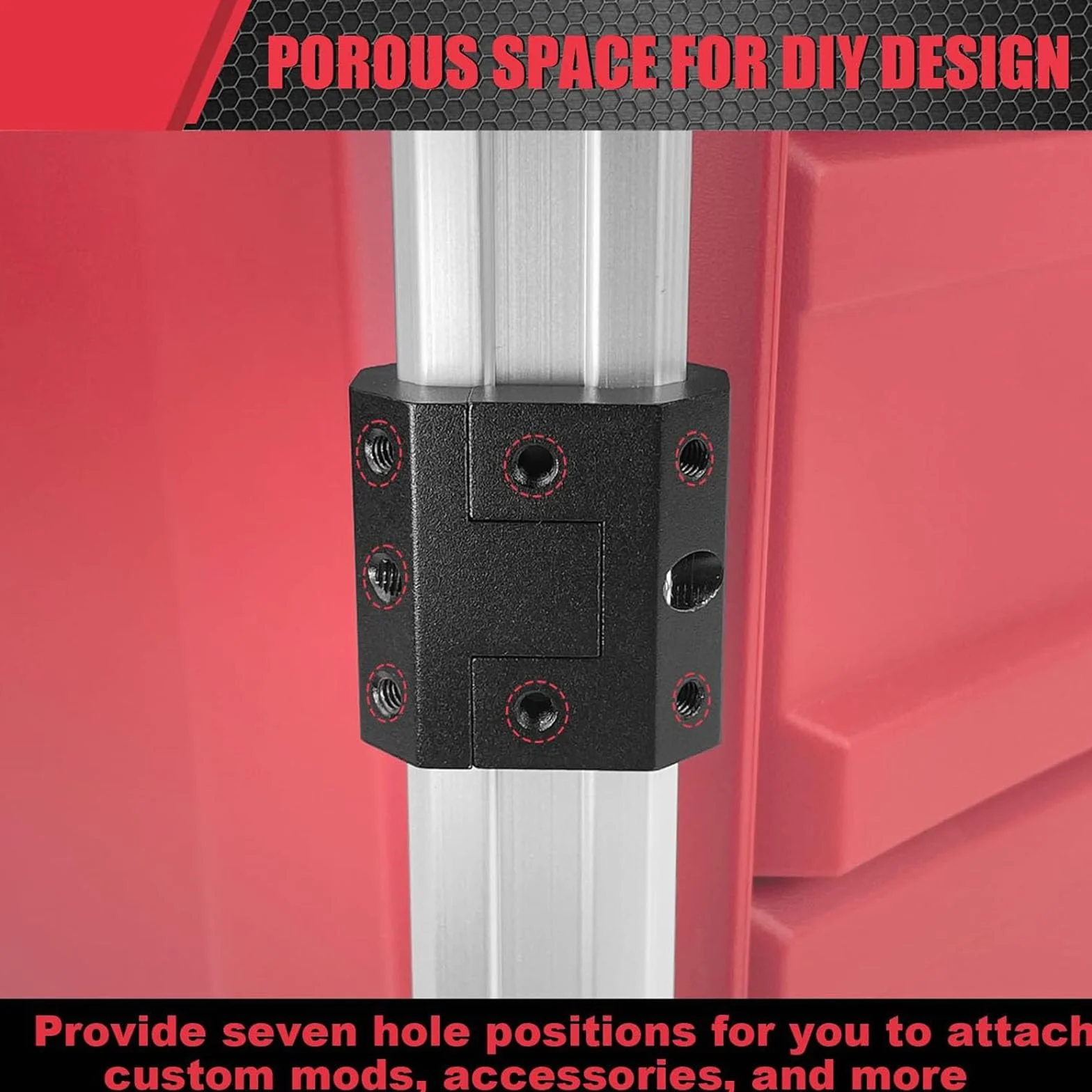 Pochettes à outils avec clip pour boîtes à outils d'angle, systèmes de rails, adaptateurs universels en aluminium