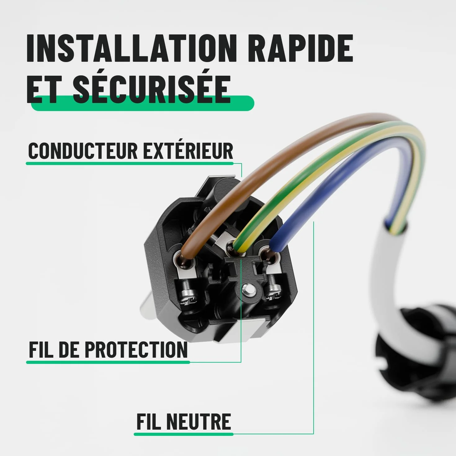 Lot de 1 prise mâle + 1 prise femelle Schuko étanche IP54 230V 16A 3,7kW
