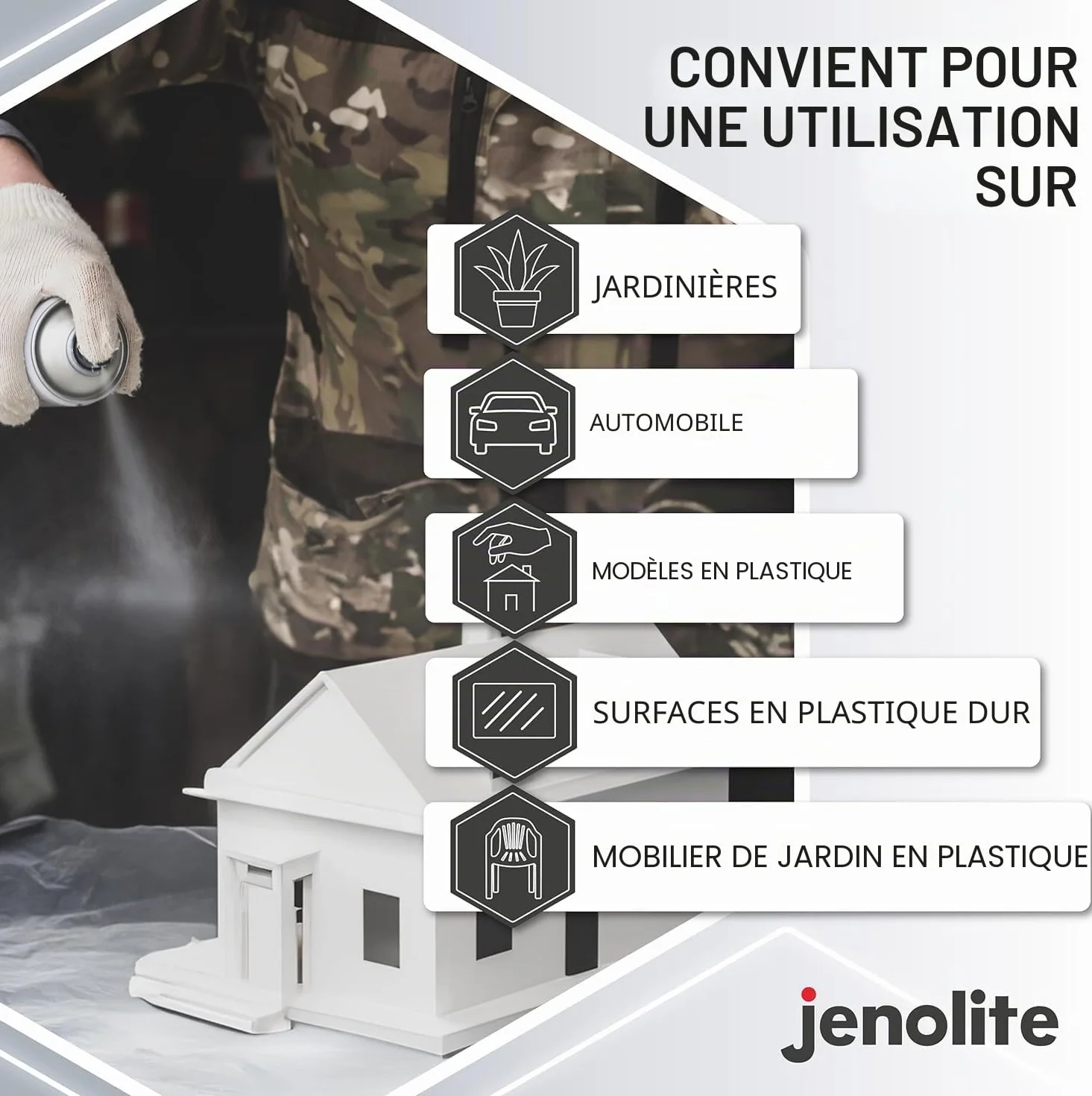 JENOLITE Plastic Primer Aerosol 400 ml Gris Apprêt plastique durable