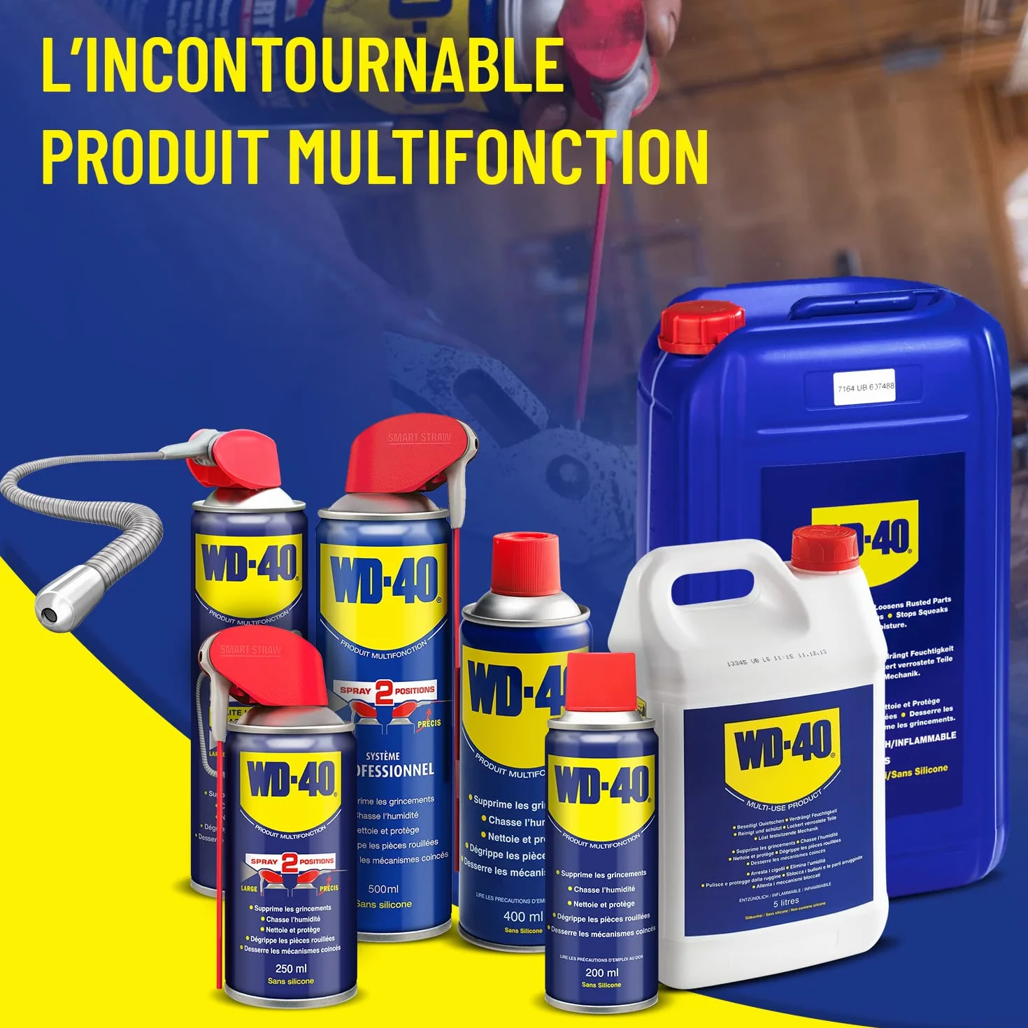 WD-40 Spray Multifonction Double Position Sans Silicone Non Conducteur