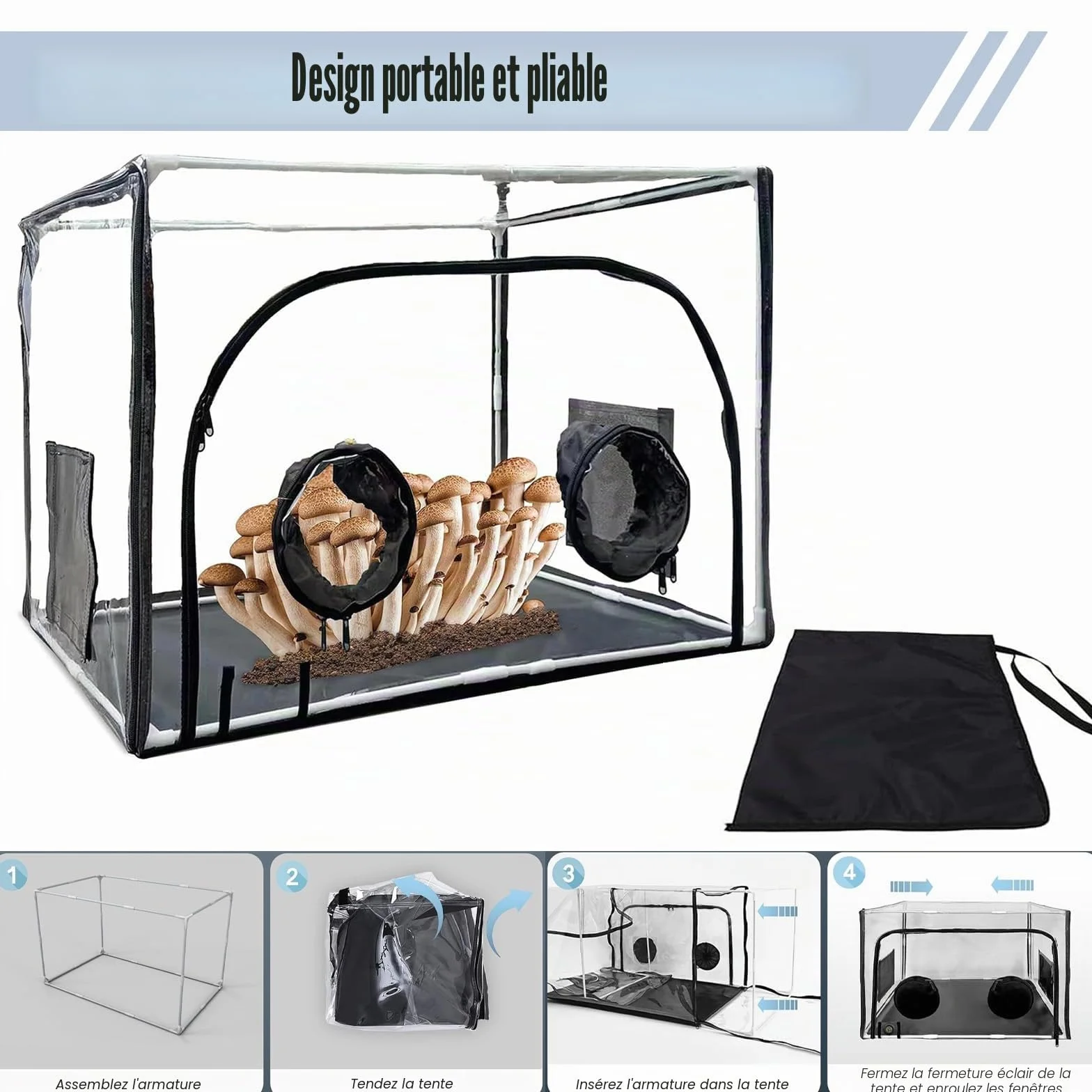 Champignon Mycologie Hotte Stations de Propagation Kit de Culture Tente De Culture De Champignons Portable Et Pliable Boîte de Culture de Chambre de Fructification