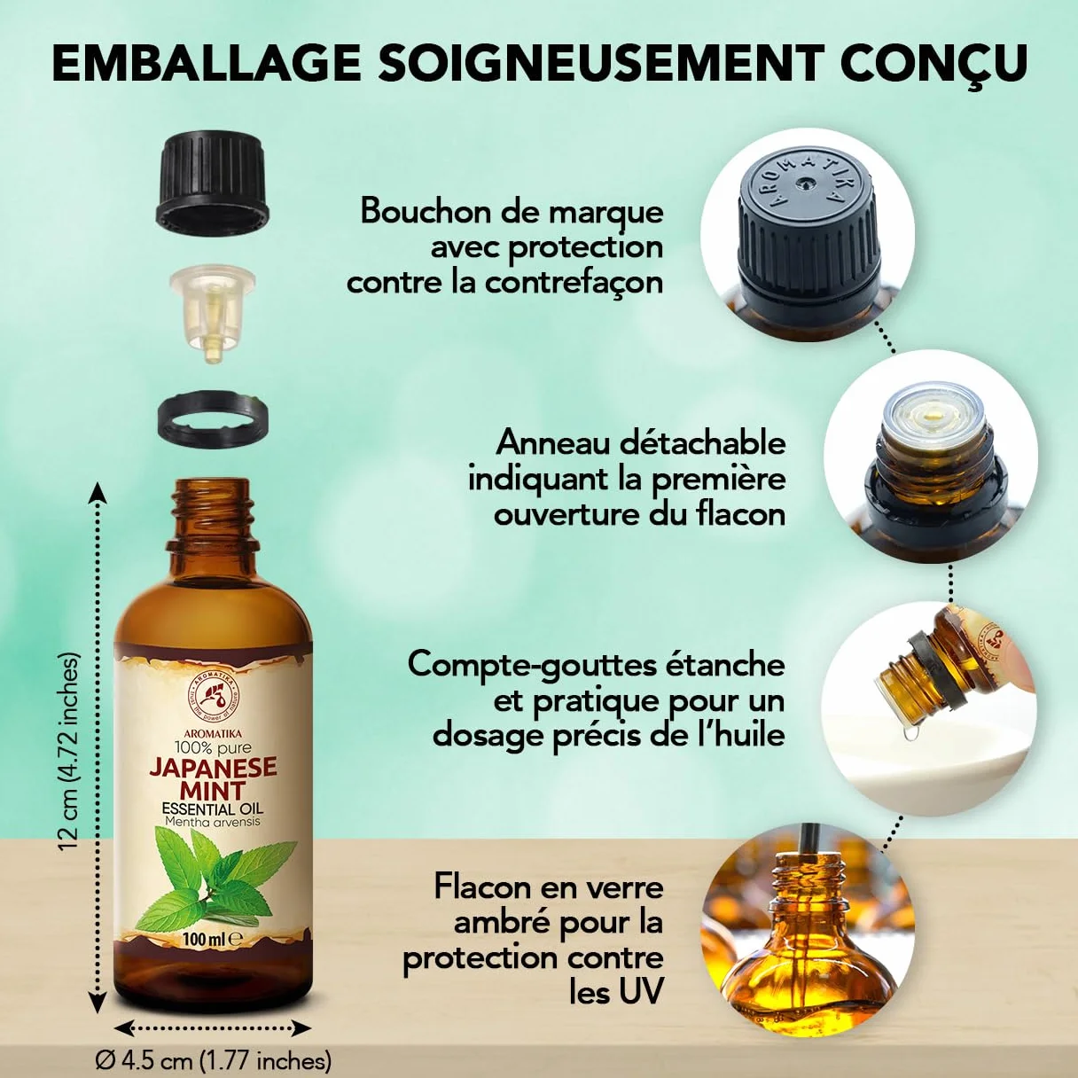 Huile Essentielle de Menthe Japonaise 2x100 ml Mentha Arvensis pour Diffuseur Aromathérapie