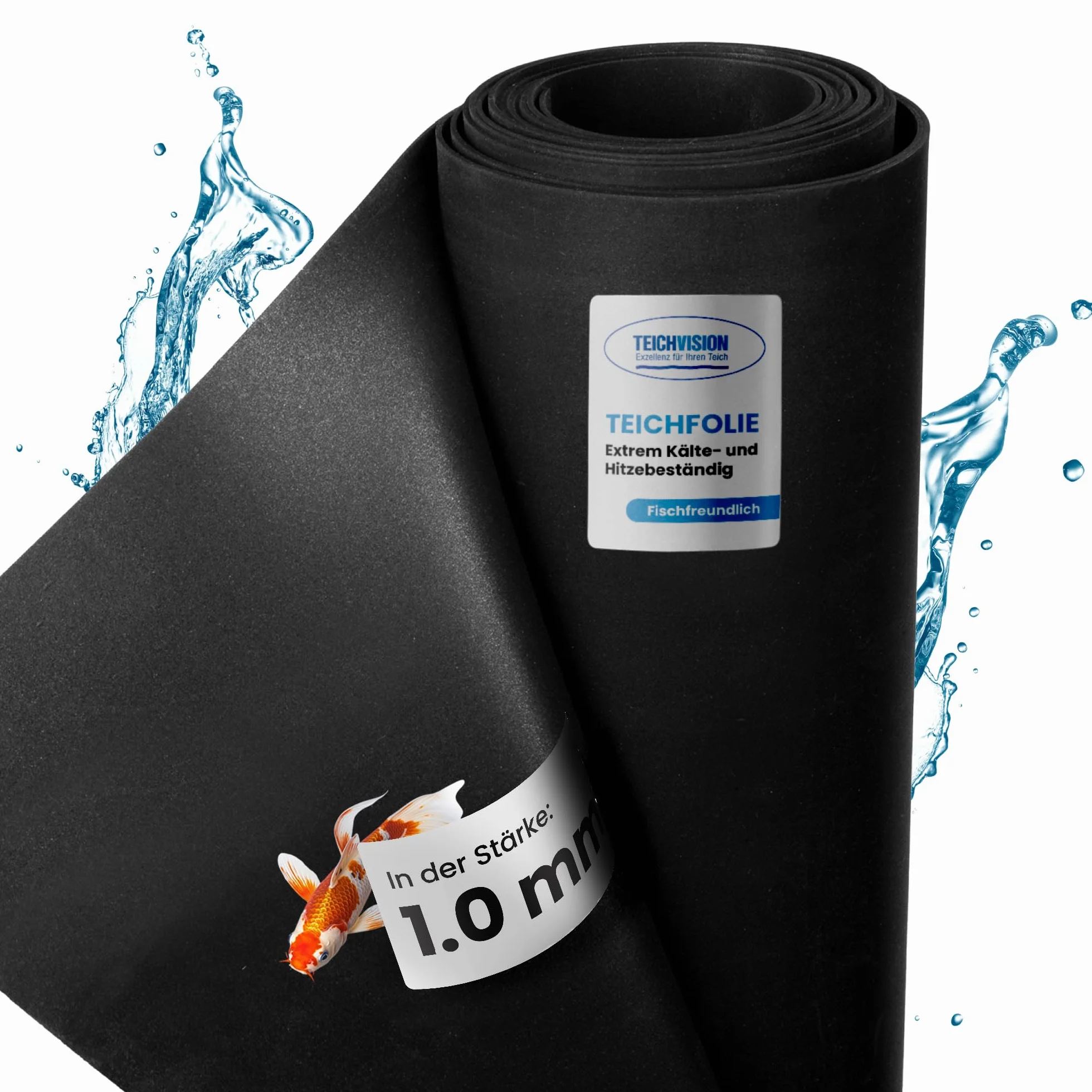 TeichVision Bâche EPDM bassin 1 mm 1,5 m x 1 m noir durable