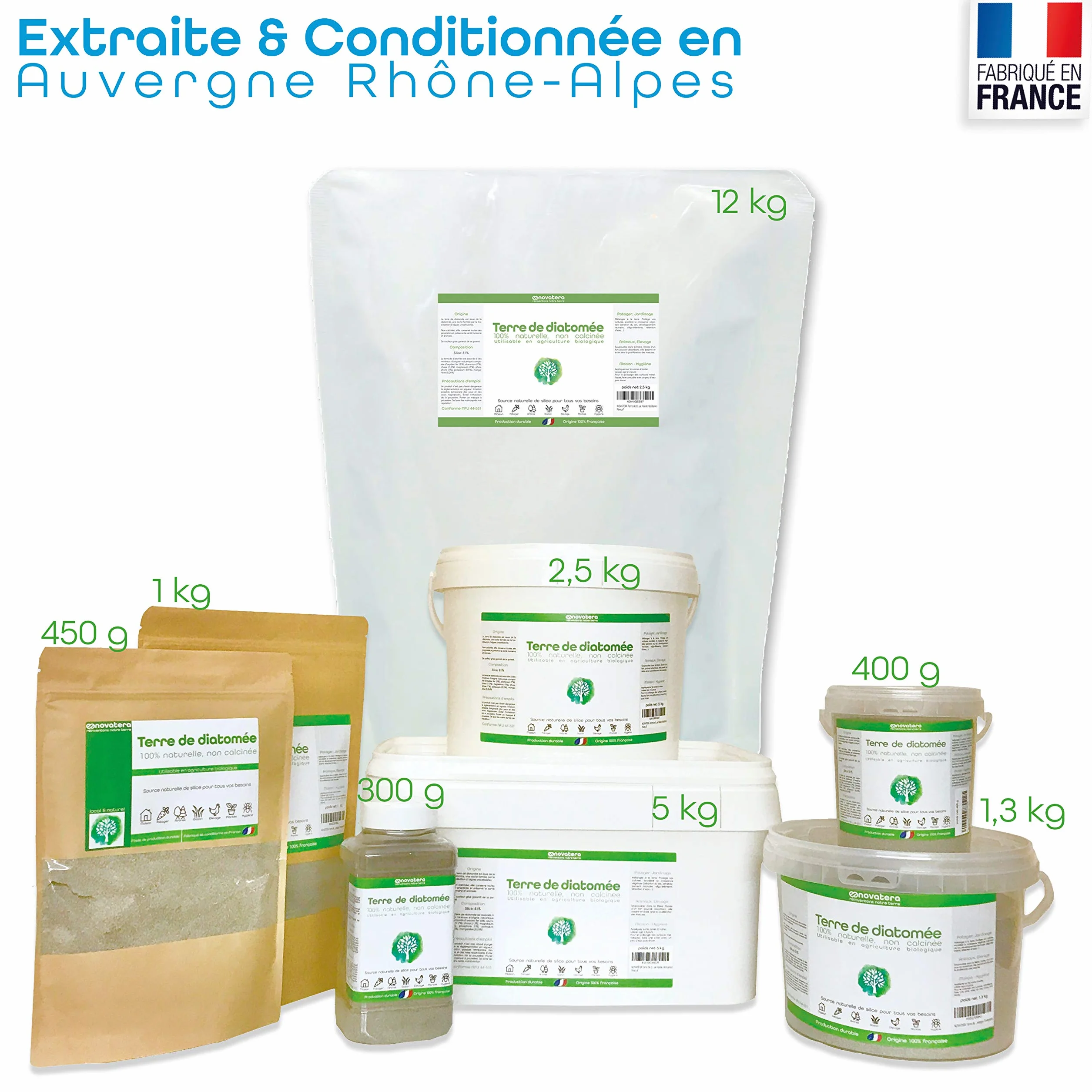 NOVATERA Terre de Diatomée 100% Naturelle Française Ultrapure Non Calcinée Ecocert 5kg