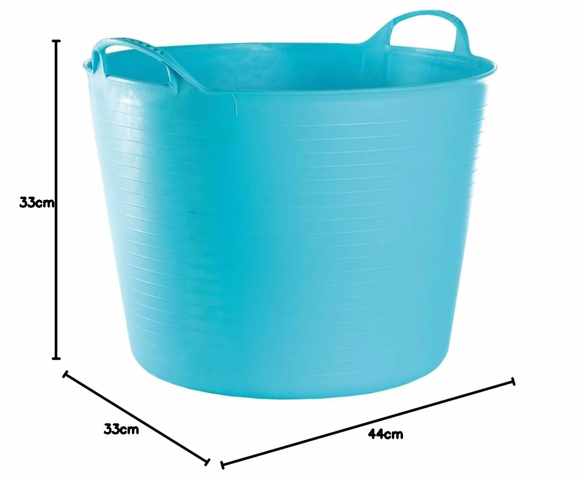 Container Bucket Basket Flexible Flexi Multifunctional, Ecurie, Jardin, Garage, Alimentation Animale, Stockage, Transport, Arrosage, Lavage, Résistance 120 kg, 44x33x35cm 42L Turquoise