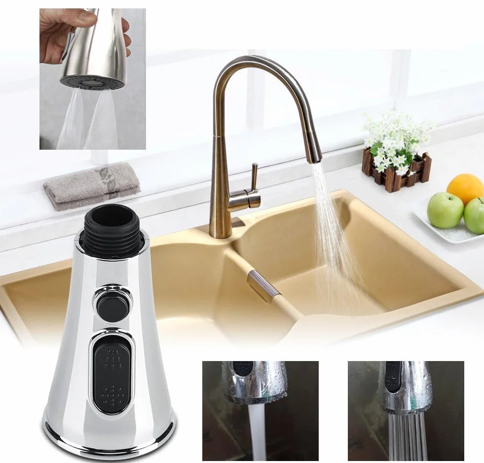 Douchette de Robinet de Cuisine 3 Modes 360° avec Bouton Pause et 9 Adaptateurs Universels