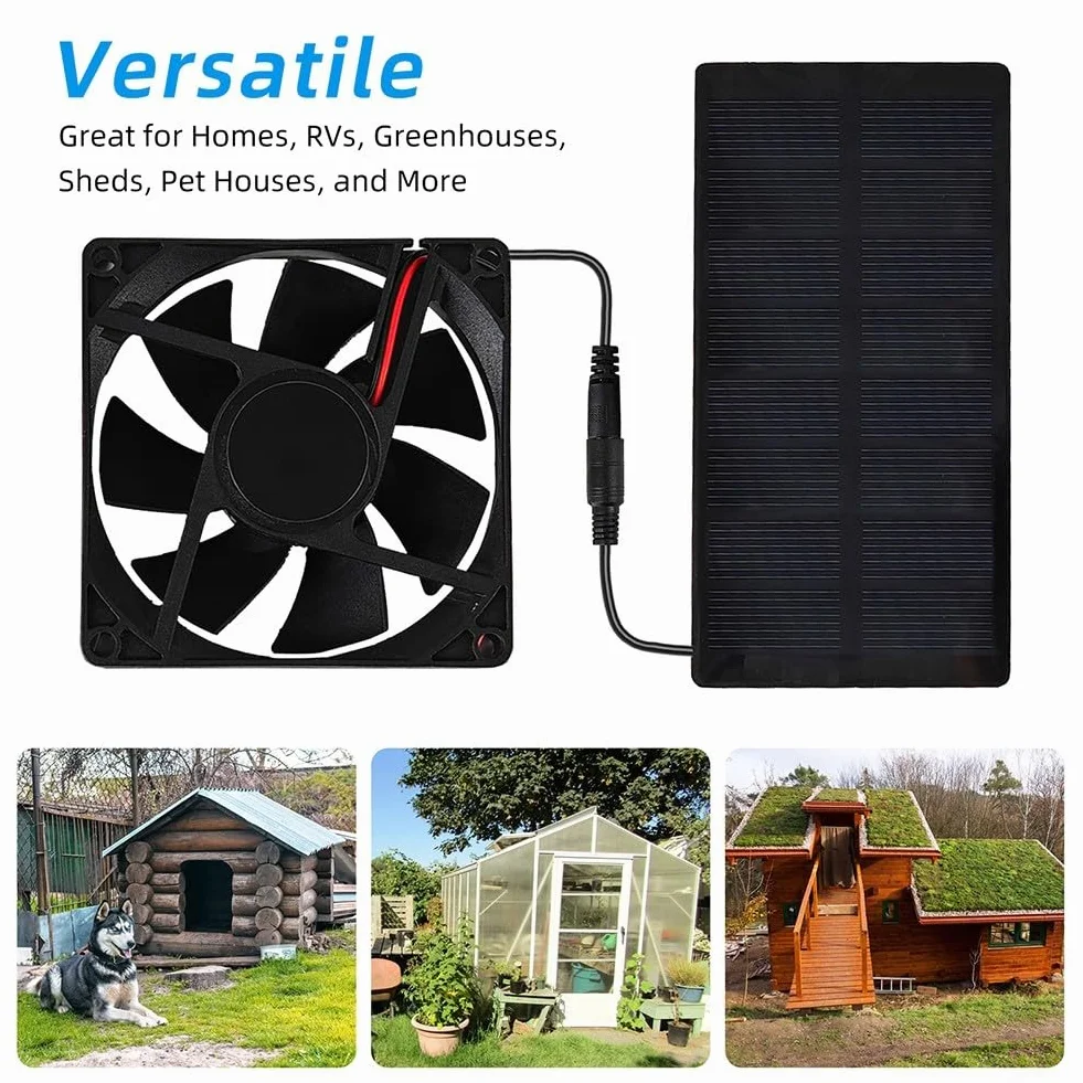 Ventilateur solaire 10W 5V IP65 étanche pour camping poulailler serres