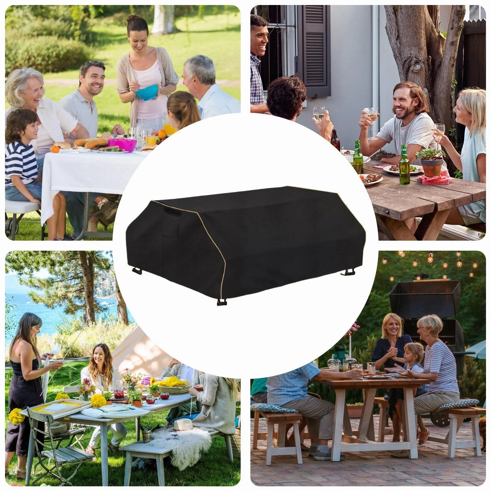 Housse de table pique-nique imperméable toile robuste extérieure pour jardin terrasse camping