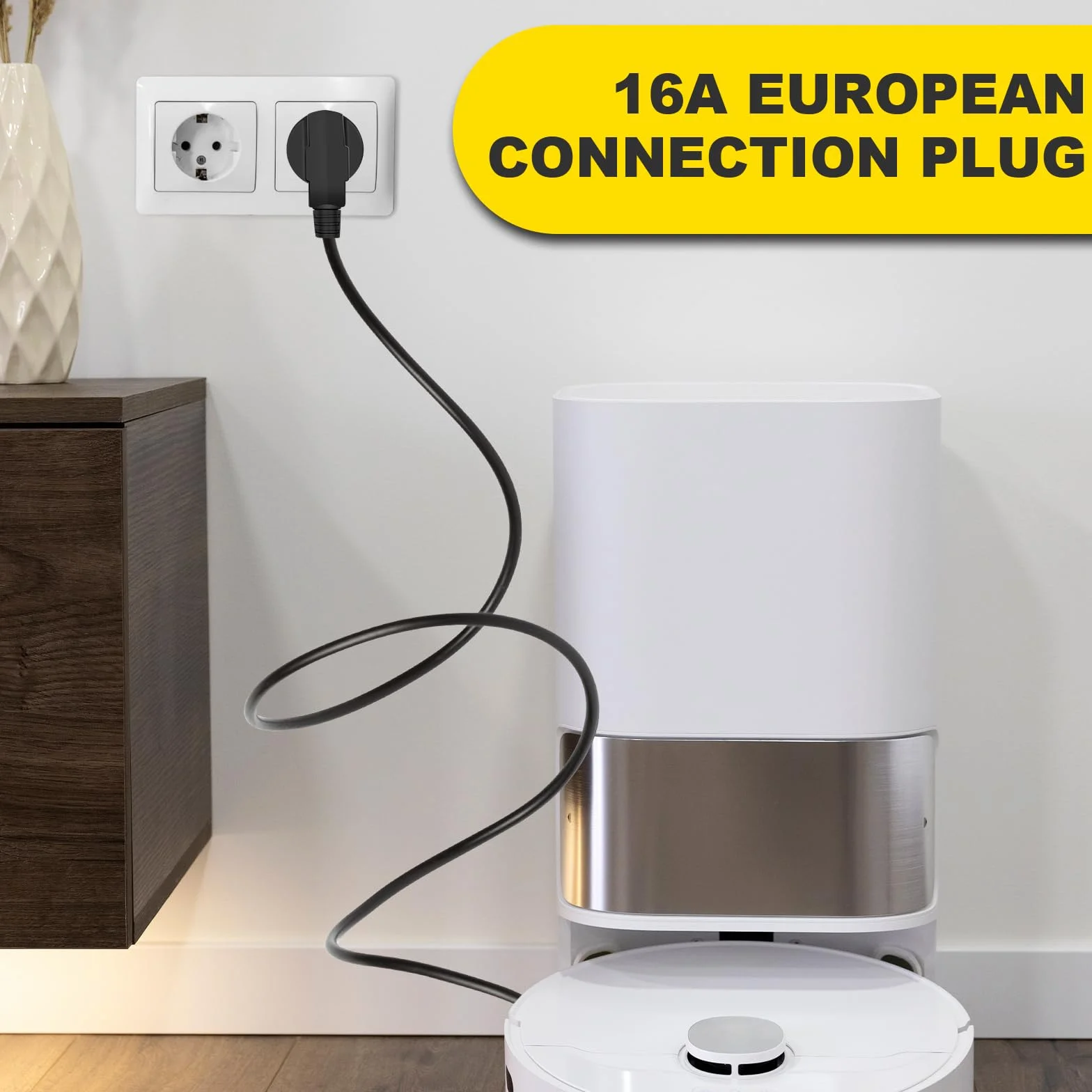 Fiches Schuko Prise Electrique Male 250V 16A Etanche Exterieur Fiche Coudée Mise à la Terre Nero