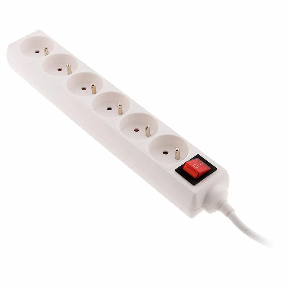 Zenitech Bloc 6 Prises 16A 2P+T avec Interrupteur Blanc