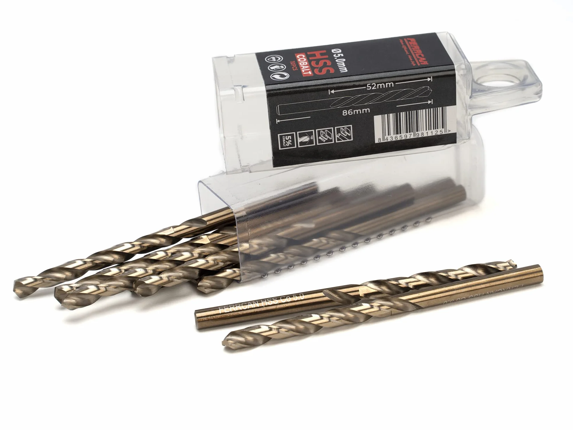 Forets métal HSS DIN338 M35 5% cobalt 5mm perçage inox acier 10 pièces