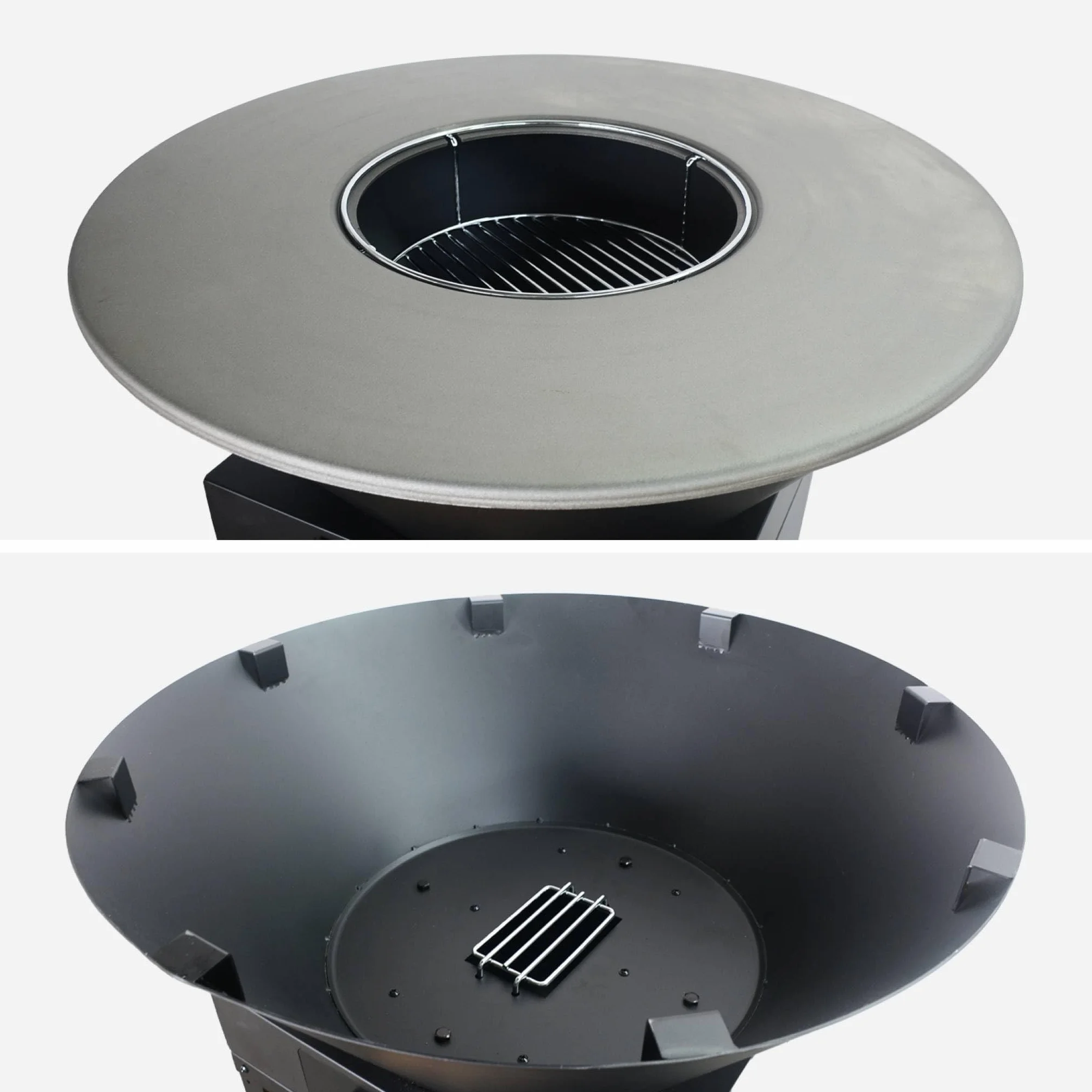 Sweeek Brasero Barbecue Ø81.5cm avec Grille de Cuisson et Espace de Rangement