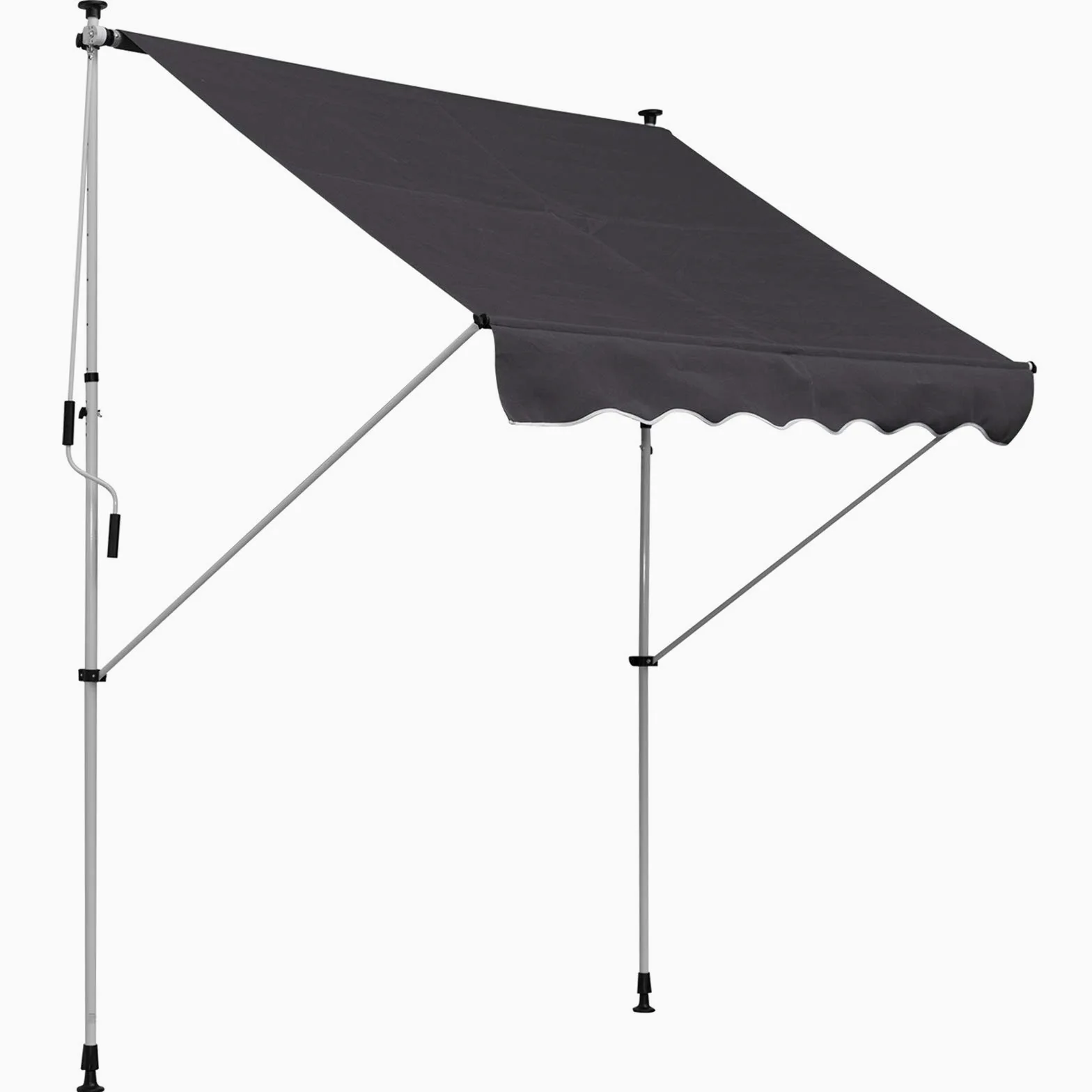 Outsunny Store banne Manuel rétractable 2L x 1,5l x 1,7-2,8H m Inclinaison réglable Installation Rapide Store banne sans perçage pour Balcon métal Aluminium Polyester Gris