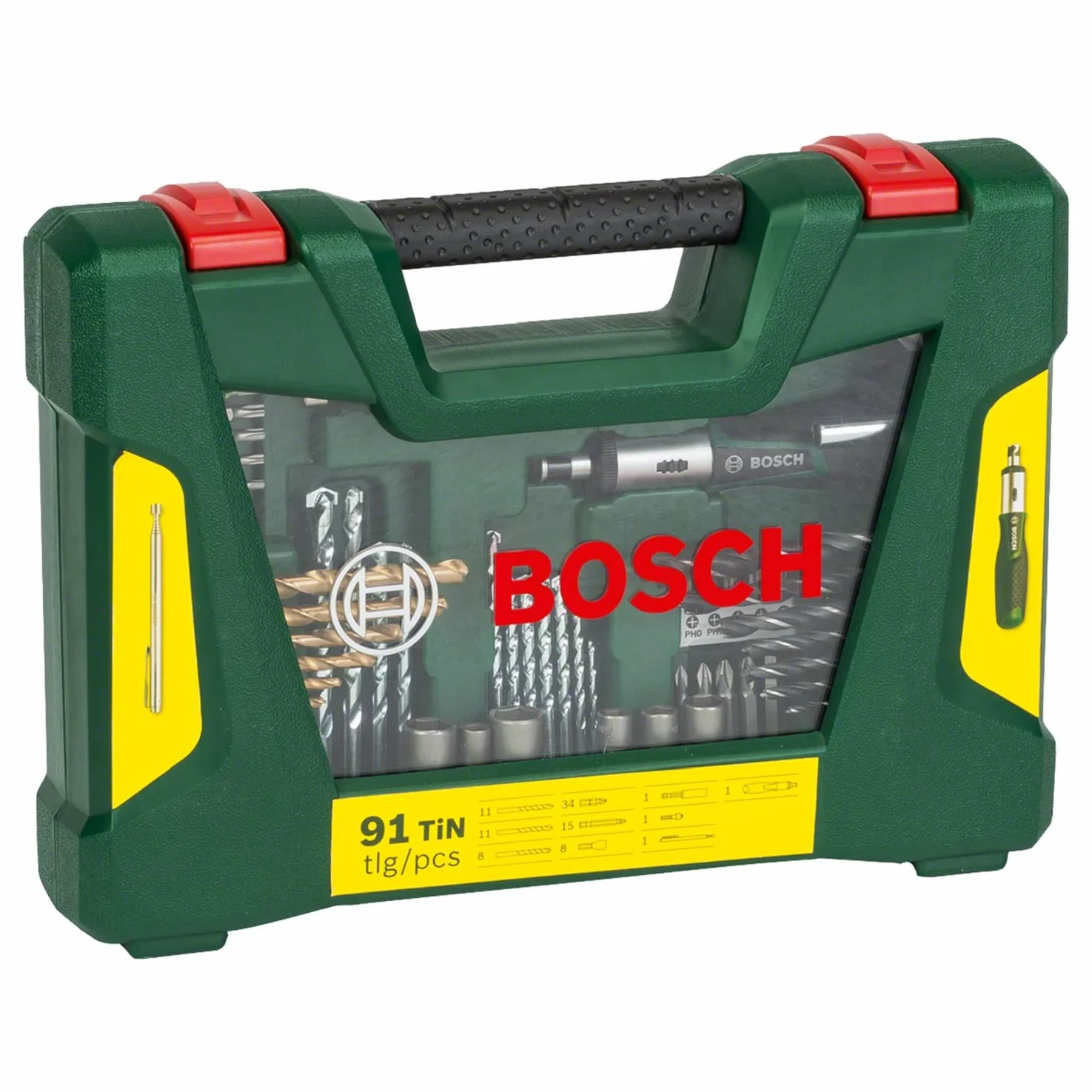 Bosco Accessoires 91 pièces Jeu de forets et d'embouts titane V-Line pour bois pierre métal