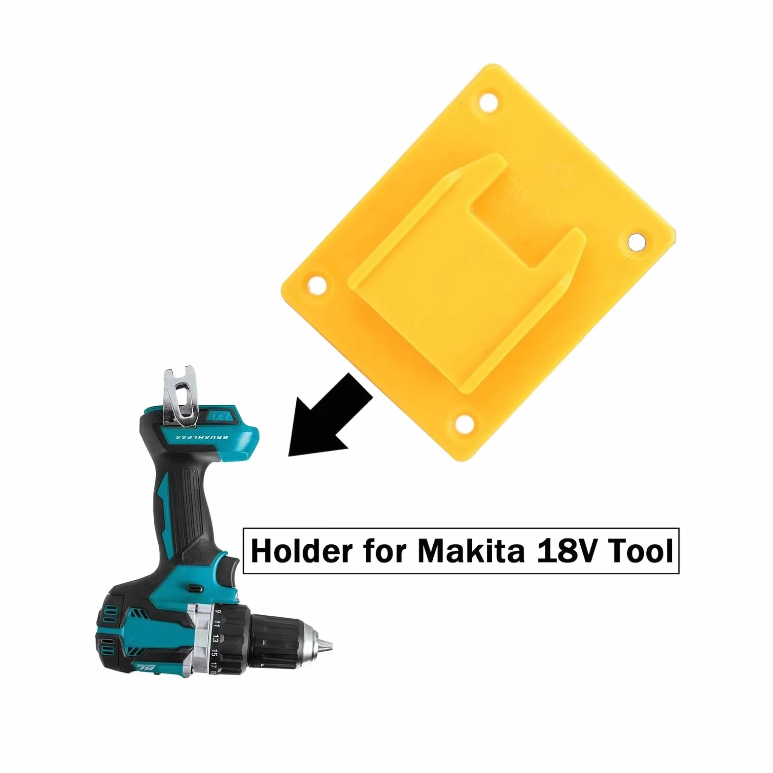 Base de support pour machine à outils électriques, 2 pièces ABS 3,7 x 3 x 0,8 pouces, pour fixation d'étagère murale (Jaune)