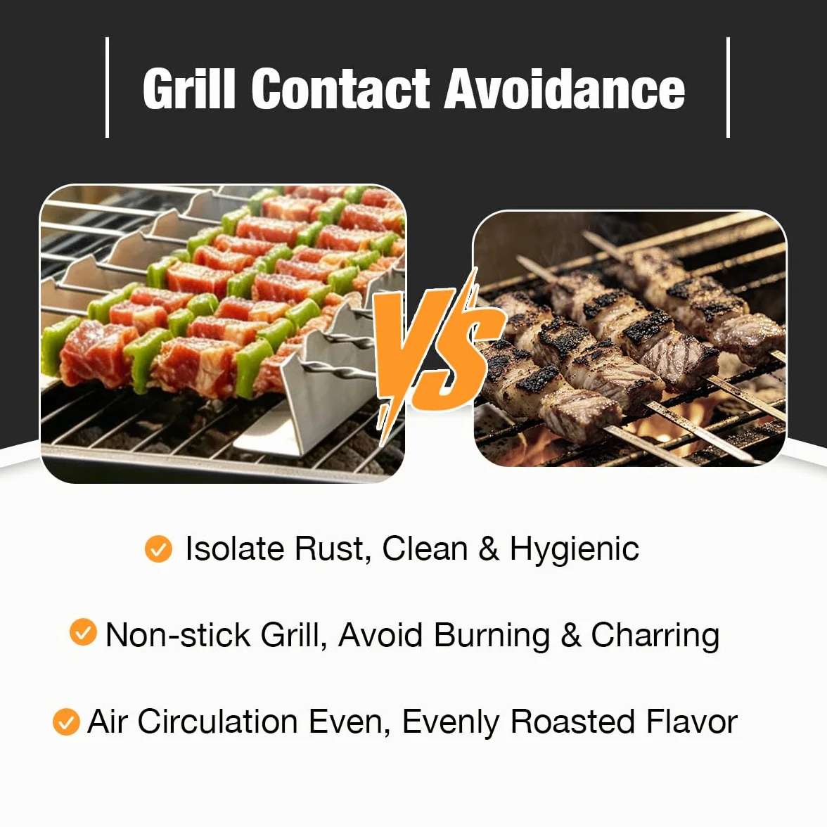 Set de 30 Brochettes Barbecue en Acier Inoxydable 40cm avec 2 Supports de Cuisson à 9 Encoches, Pique à Brochette Plate pour Grillade Jardin, Accessoire Barbecue Inox Lavable au Lave-Vaisselle