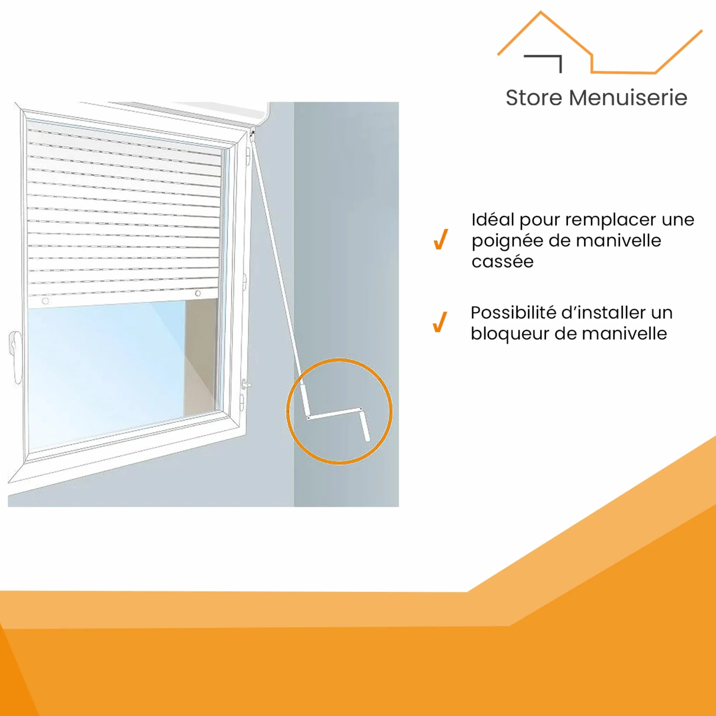 Poignée de manivelle blanche pour volet roulant 410 mm acier zingué aluminium inox