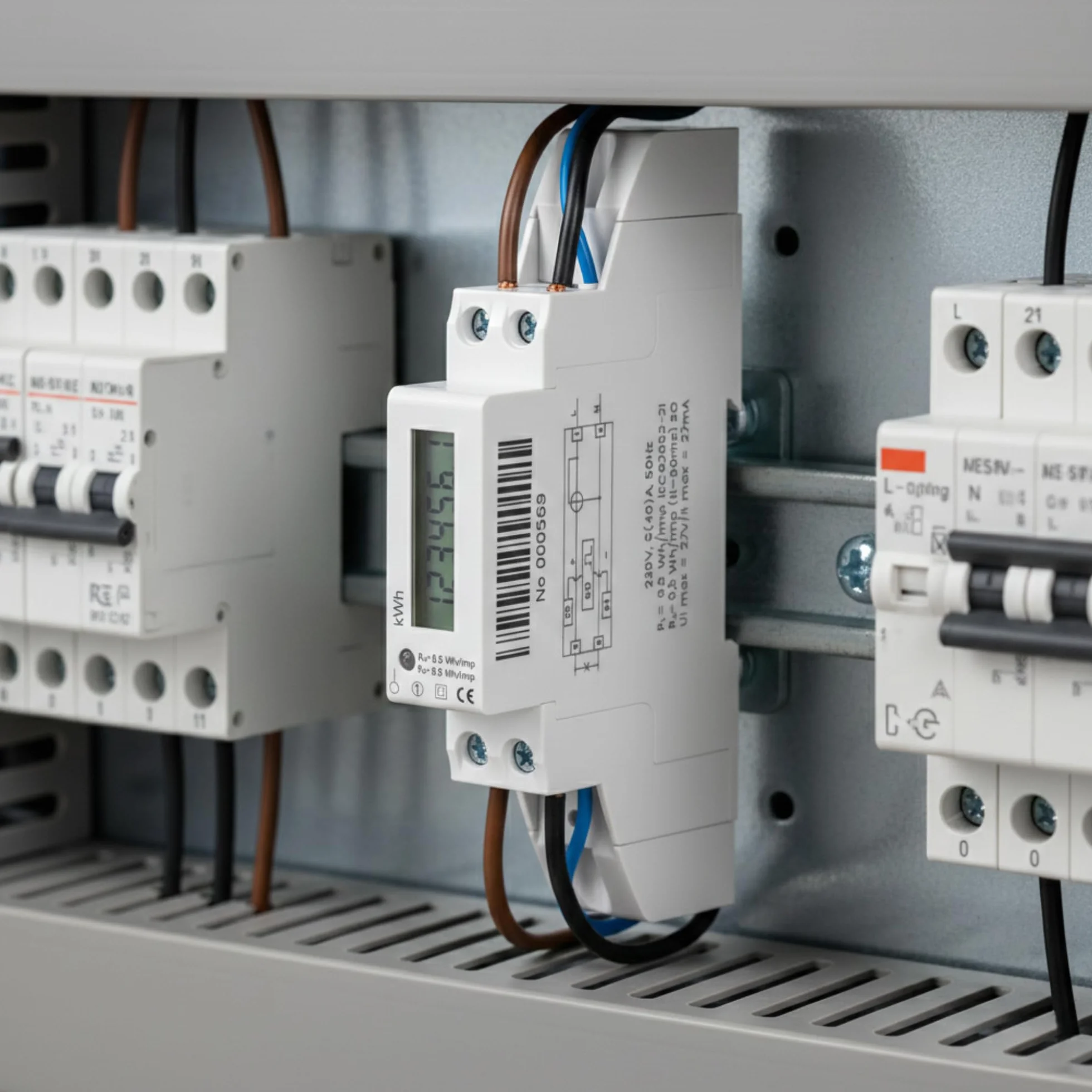 Compteur Électrique Monophasé 40A Rail DIN 230V avec Sortie Impulsionnelle S0 2000 imp/kWh Certifié IEC IP51