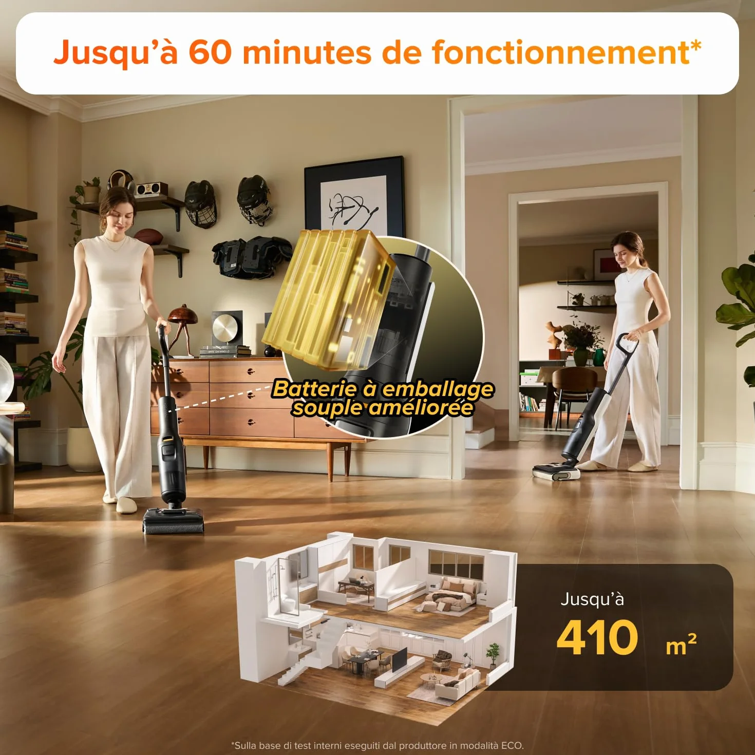 Roborock F25 LT aspirateur laveur 20 000 Pa autonettoyage haute température 90 °C séchage rapide inclinable 180° nettoyage bord à bord sols durs