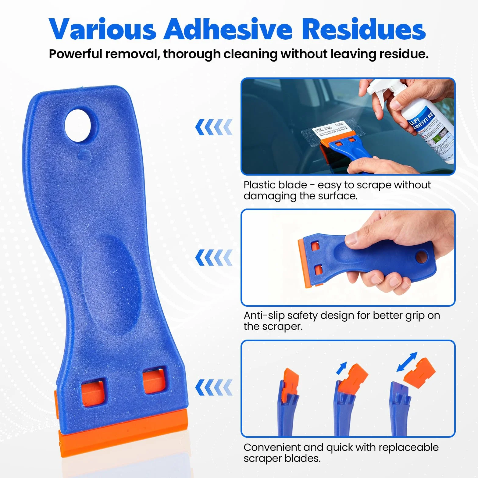 LLPT Dissolvant Colle Décapant Adhésif 260 ml Avec Grattoir en Plastique Élimine les Étiquettes Autocollants