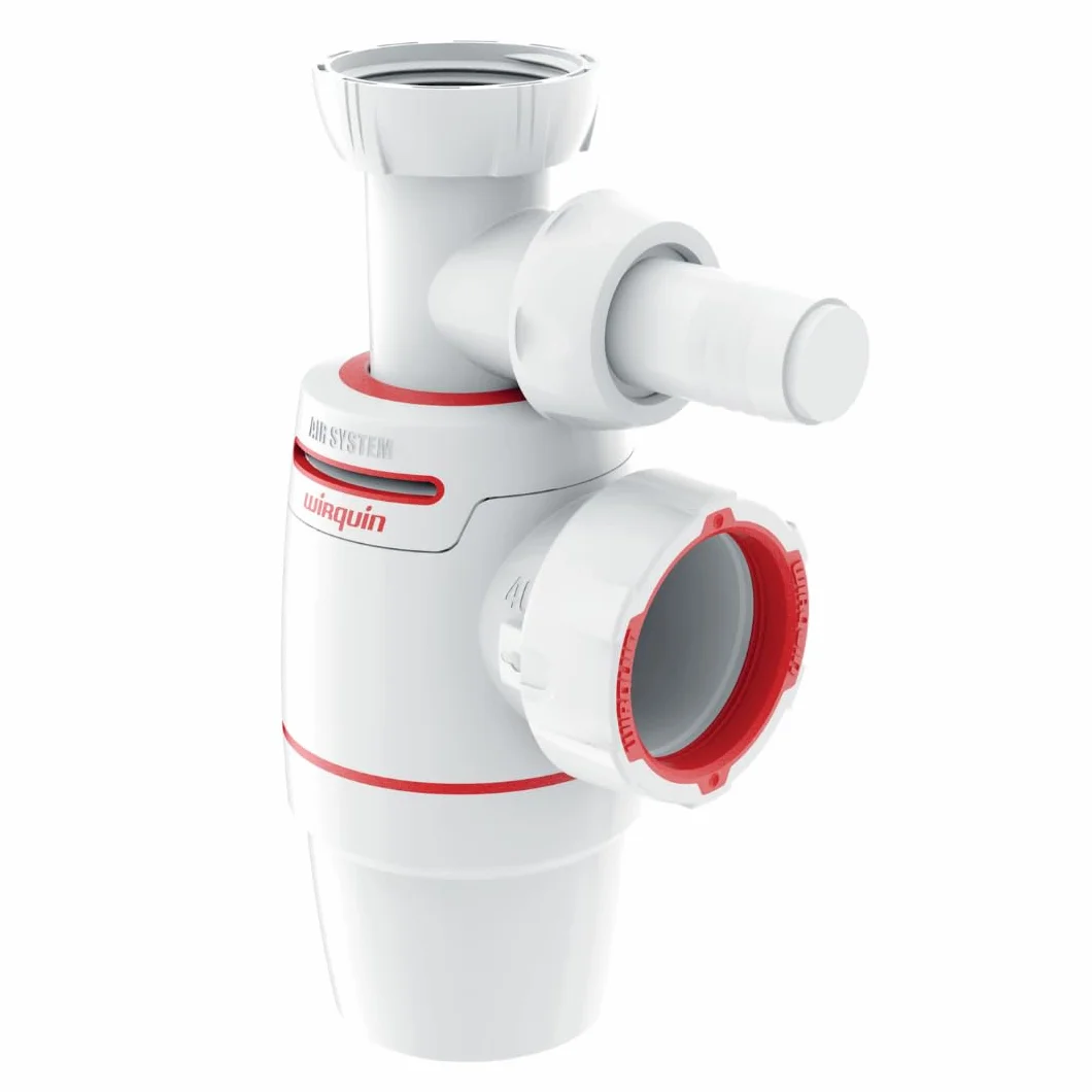 Wirquin Siphon évier Néo Air blanc Ø40 anti-vide intégré réglable compact