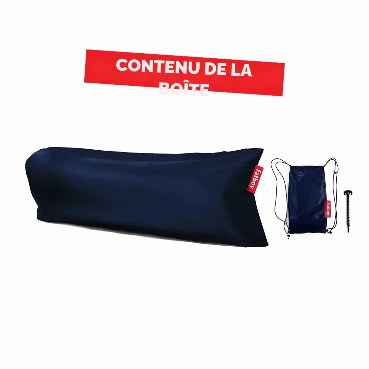 Fatboy® Lamzac 3.0 Canapé/Pouf/Sofa Gonflable | Bleu foncé | Hamac rempli d'air | pour l'extérieur (Plage, Jardin ou Piscine) | 200 x 90 x 50 cm