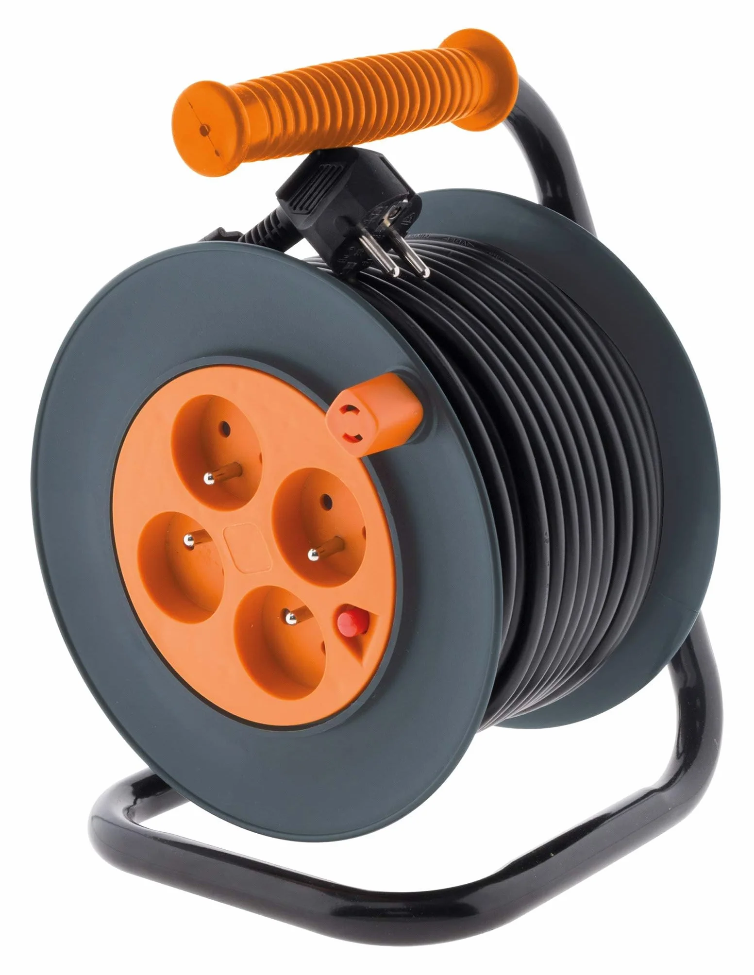 Enrouleur 4 Prises 16A câble 3G1,5mm² 20m Coupe-Circuit Noir