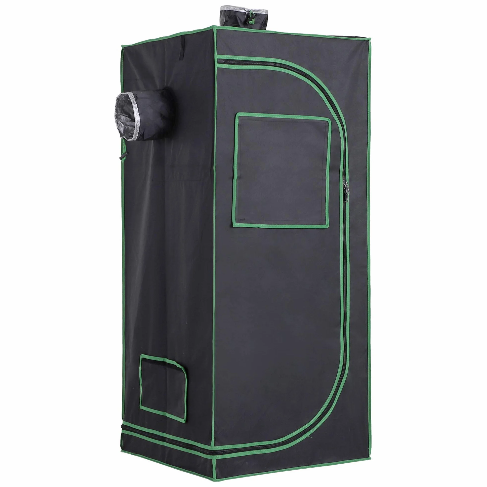 Outsunny Serre Hydroponique Oxford 600D 60x60x140 cm Noir avec 3 Prises d'Air Réglables