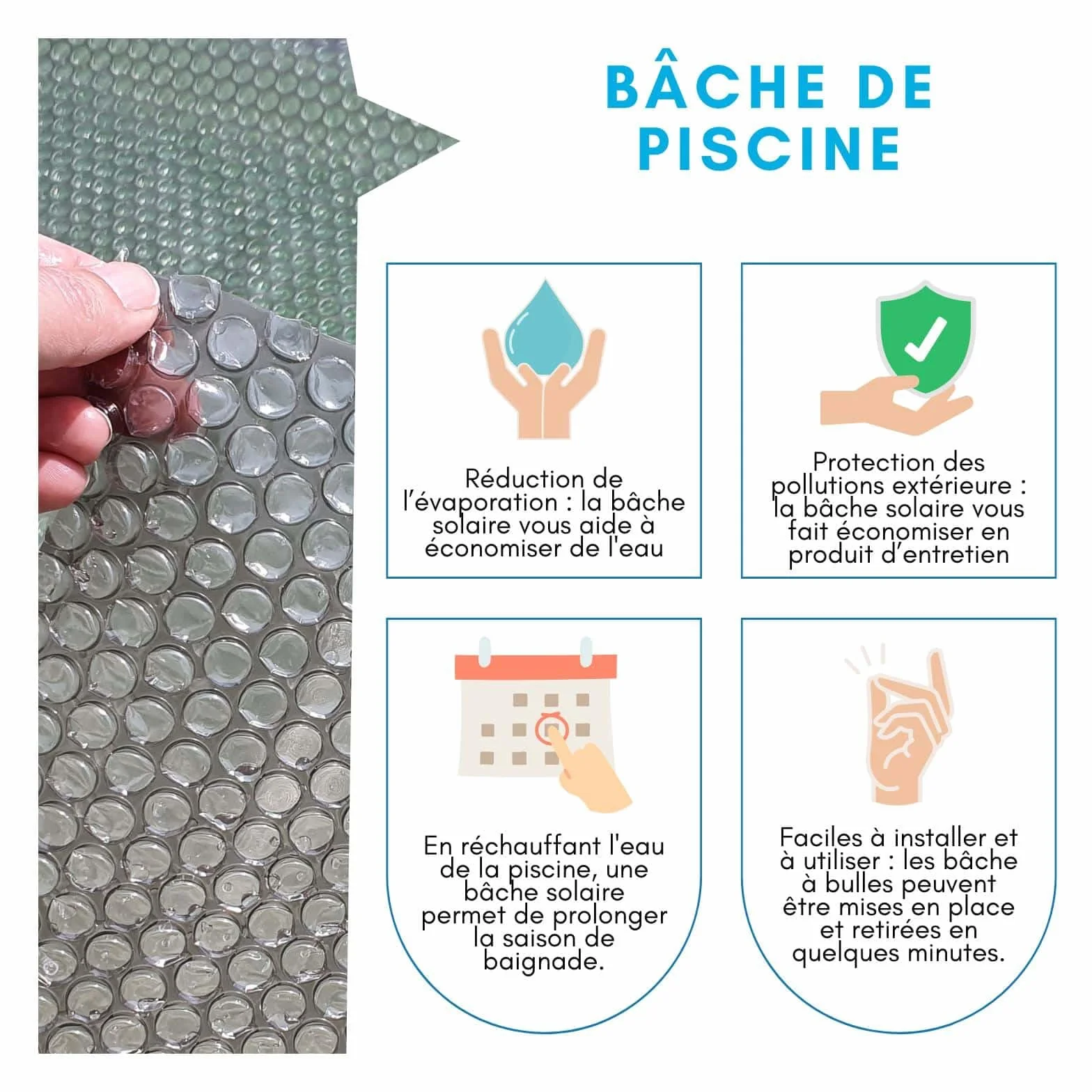 Bâche Solaire Piscine Ronde 366 cm Gris Silver 215 Microns