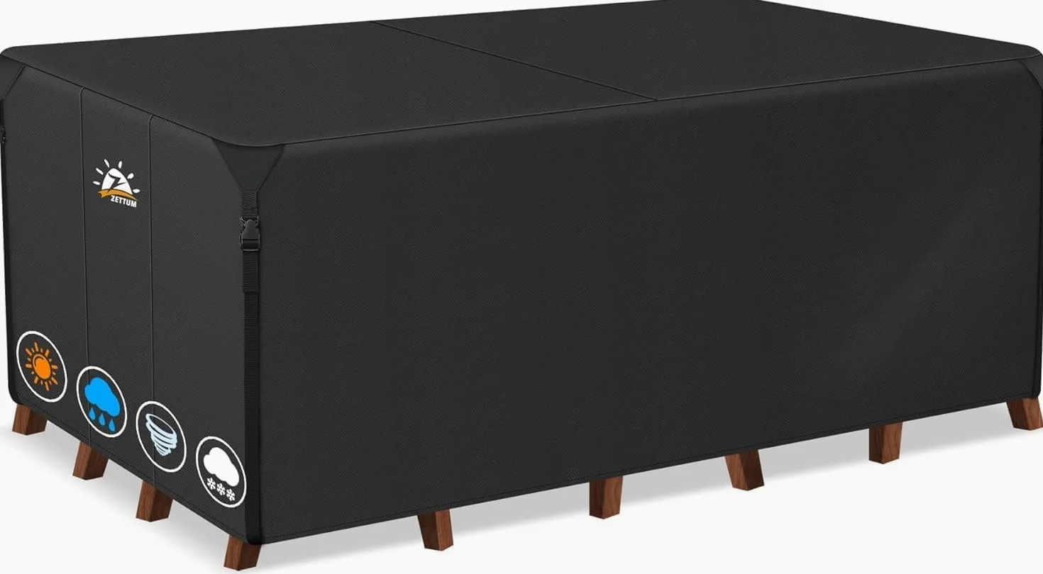Zettum Housses pour Salons de Jardin 280 x 190 x 73 CM, Housse de Table Jardin Rectangulaire Imperméable Anti-UV 600D Tissu Oxford Bache Table Exterieur