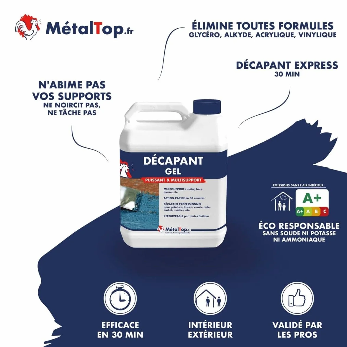 Metaltop Decapant Gel 1 L Enlève peinture vernis colle cire