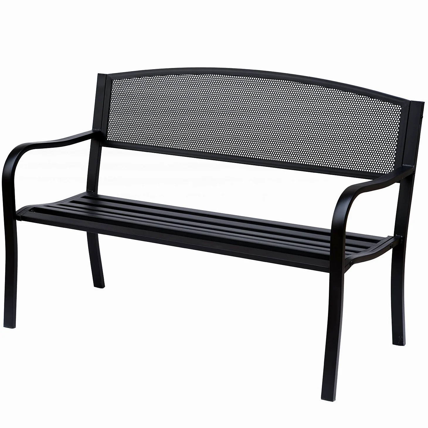 Outsunny Banc 3 Places de Jardin terrasse Style Contemporain 127L x 60l x 87H cm métal époxy anticorrosion Noir