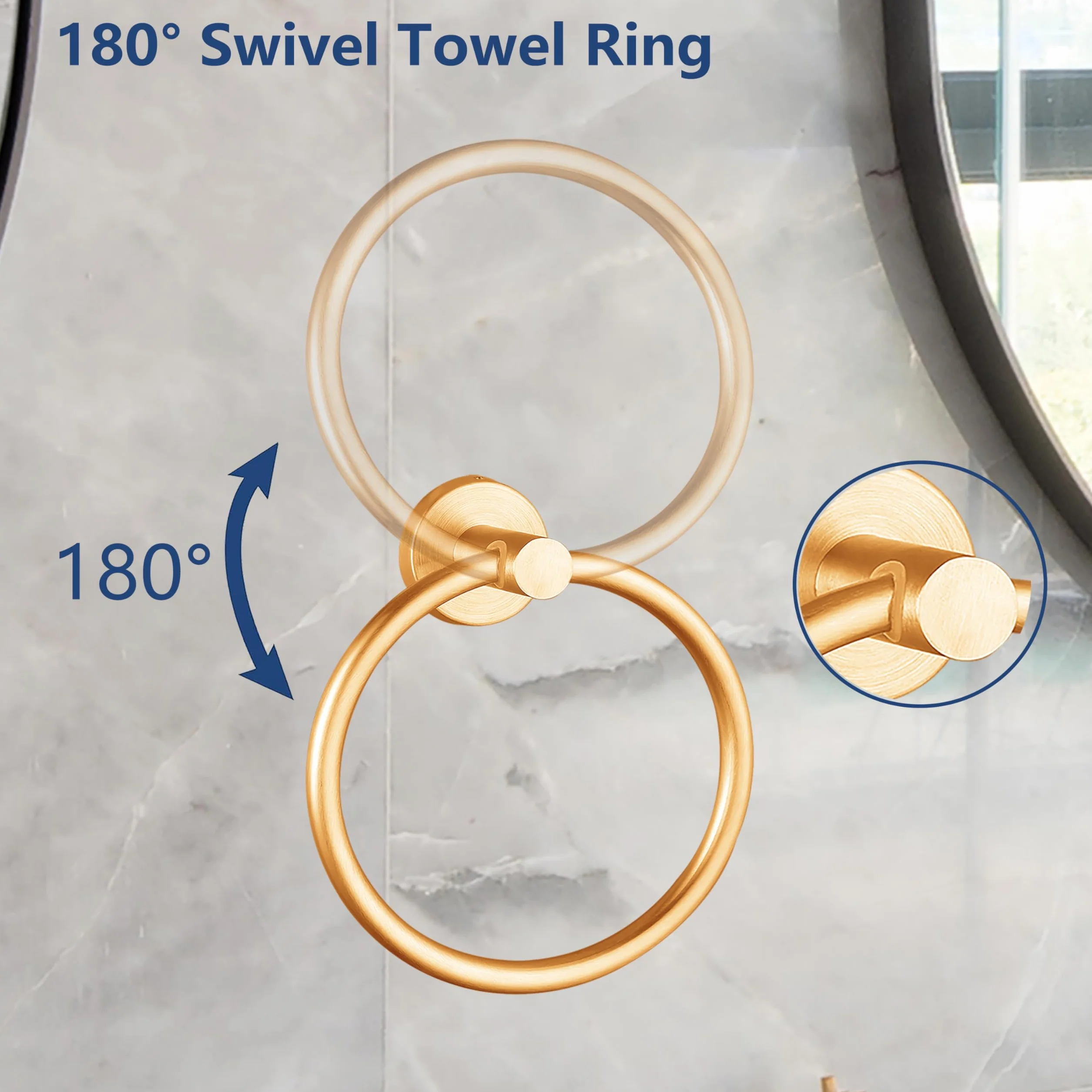 Anneau Porte-Serviettes Mural en Acier Inoxydable pour Salle de Bain et Cuisine (doré)