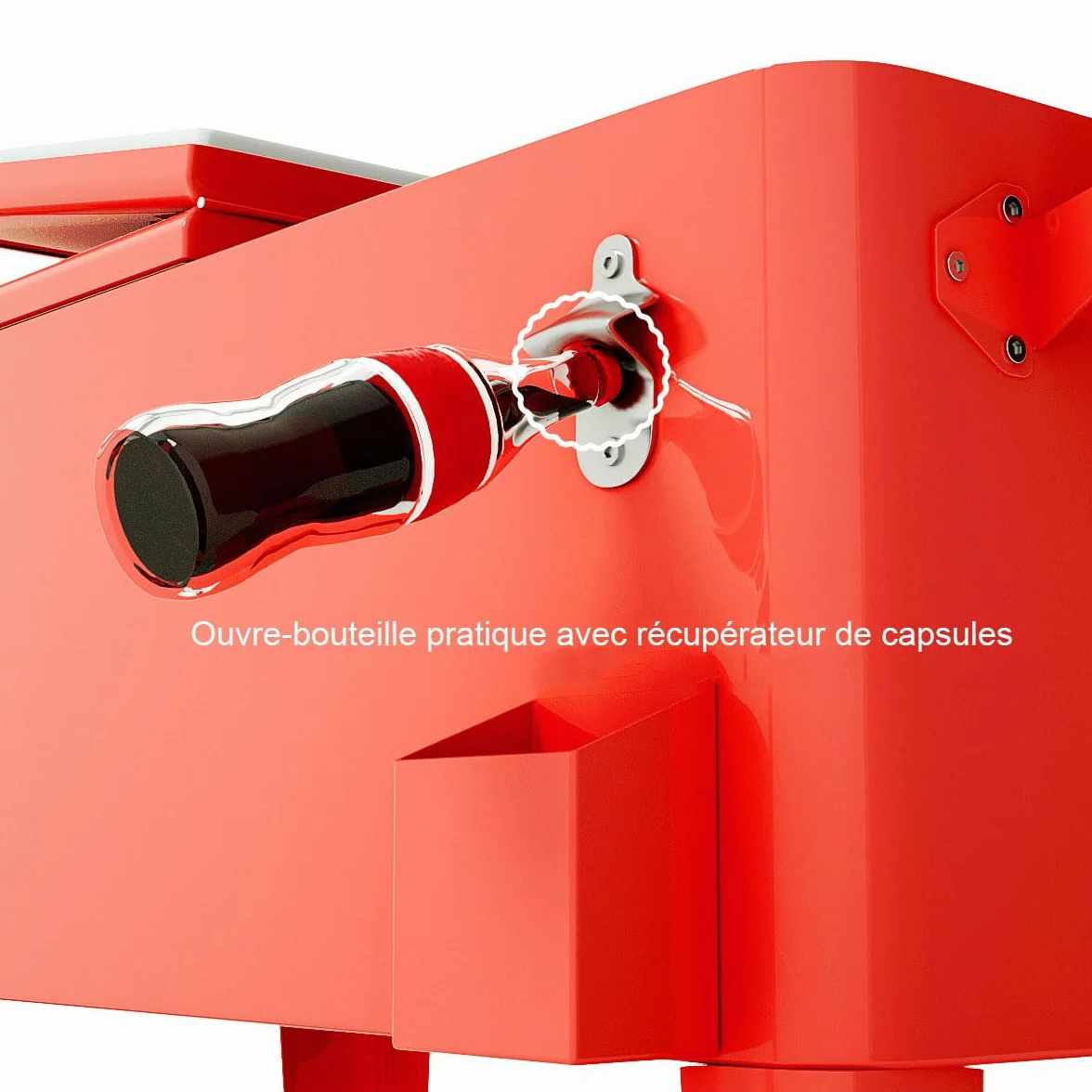 GOPLUS Chariot de Glacière 76 L sur roulettes, Desserte Jardin 4 Roulettes, pour Terrasse, Pique-Nique, 91x48x87cm Rouge