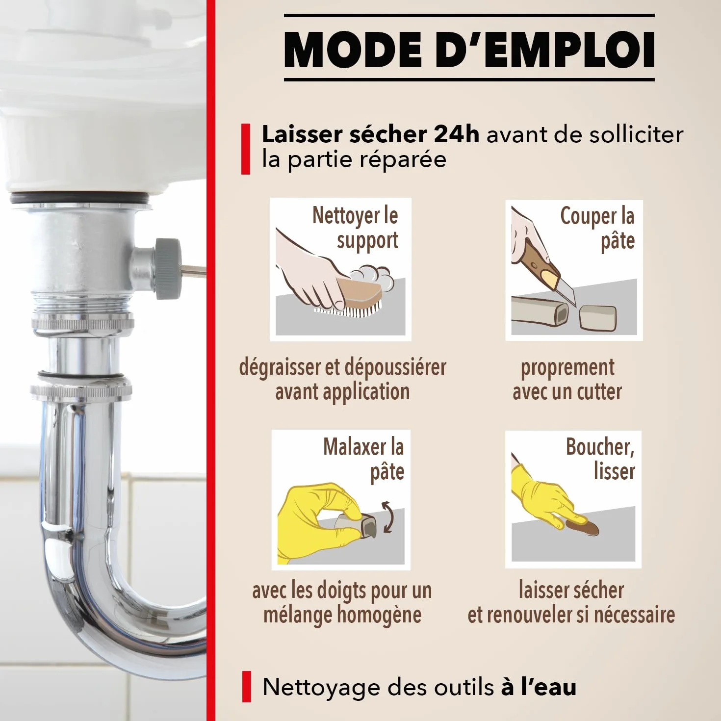 SINTO Répare Métal Rapide 60g Cuivre - Rebouche, Assemble, Soude - Résiste Pression Eau Températures Extrêmes