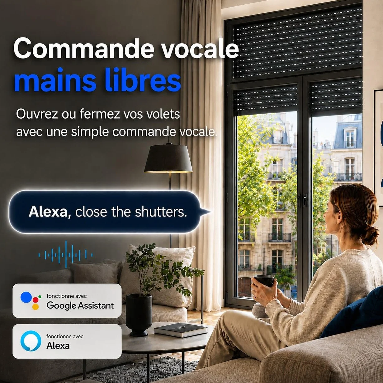 LoraTap Module Volet Roulant Connecté WiFi 2,4GHz Moteur AC 4 Fils 300W Commande Vocale Alexa Google Assistant