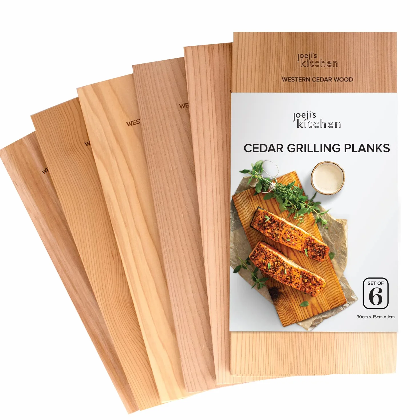 Joejis 6 Planches à Fumer pour Fumoir Viande et Poisson XXL - 30 x 15 x 1 cm - Planches Grillade pour Barbecues et Fumoirs - Planches BBQ en Cèdre Bois et fumoir - Bois de Fumage - 100% Naturel
