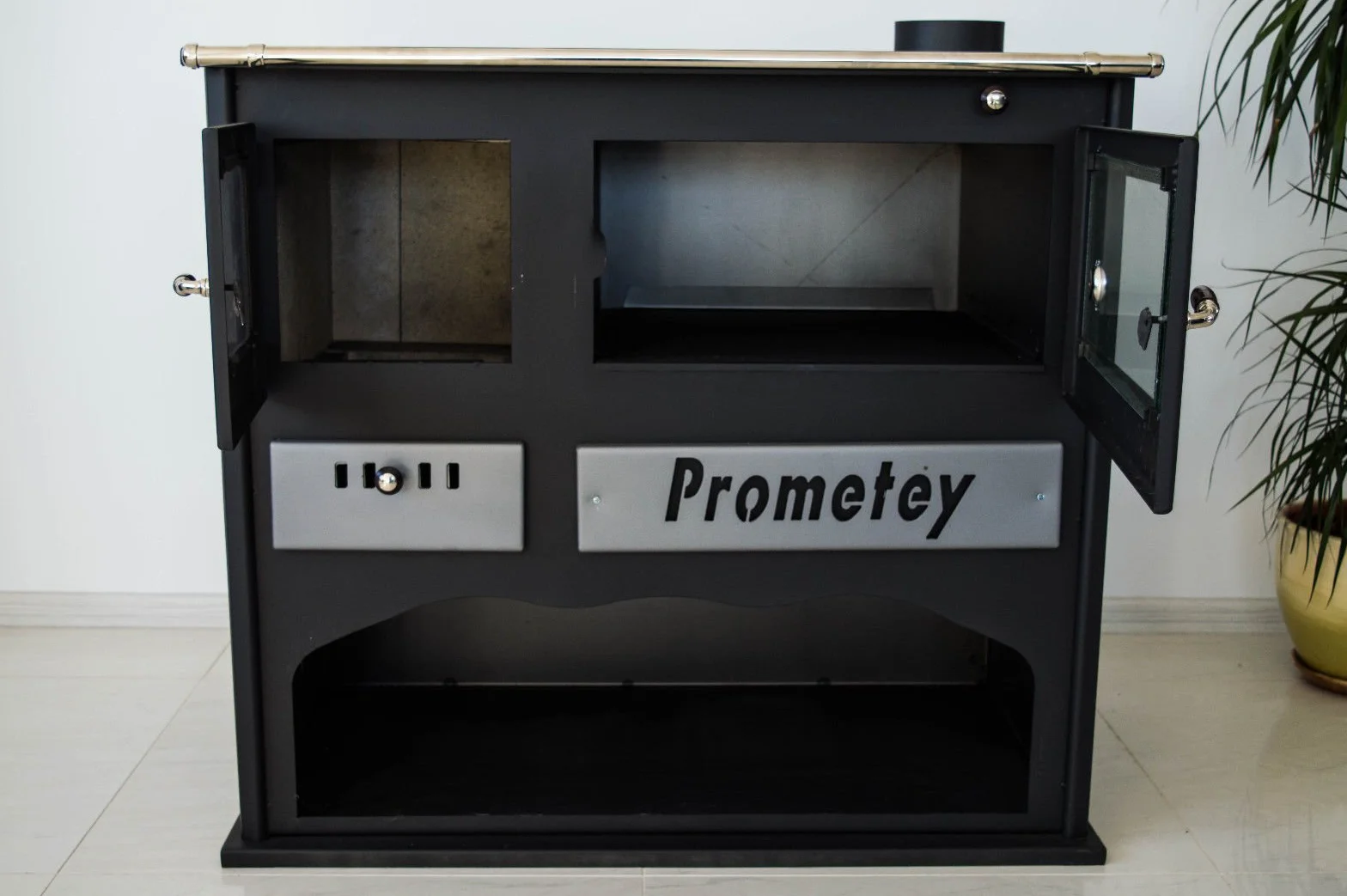 PROMETEY Poêle à bois cuisinière four 11 kW PRAKTIK LUX