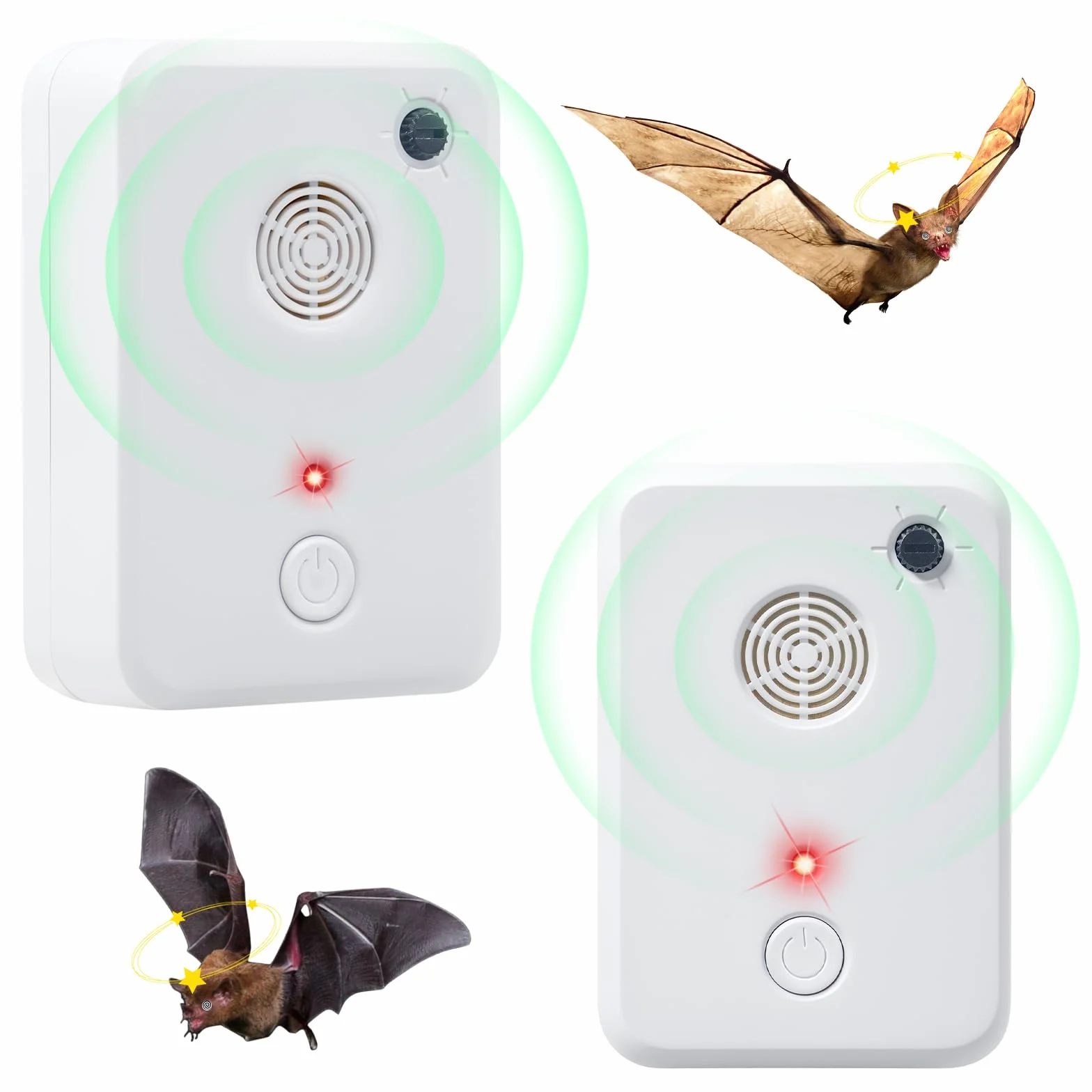 2 pcs Répulsif à ultrasons pour chauves-souris pour grenier, véranda, maison, dispositifs de dissuasion pour intérieur, dispositif de rejet électronique à brancher pour éloigner les