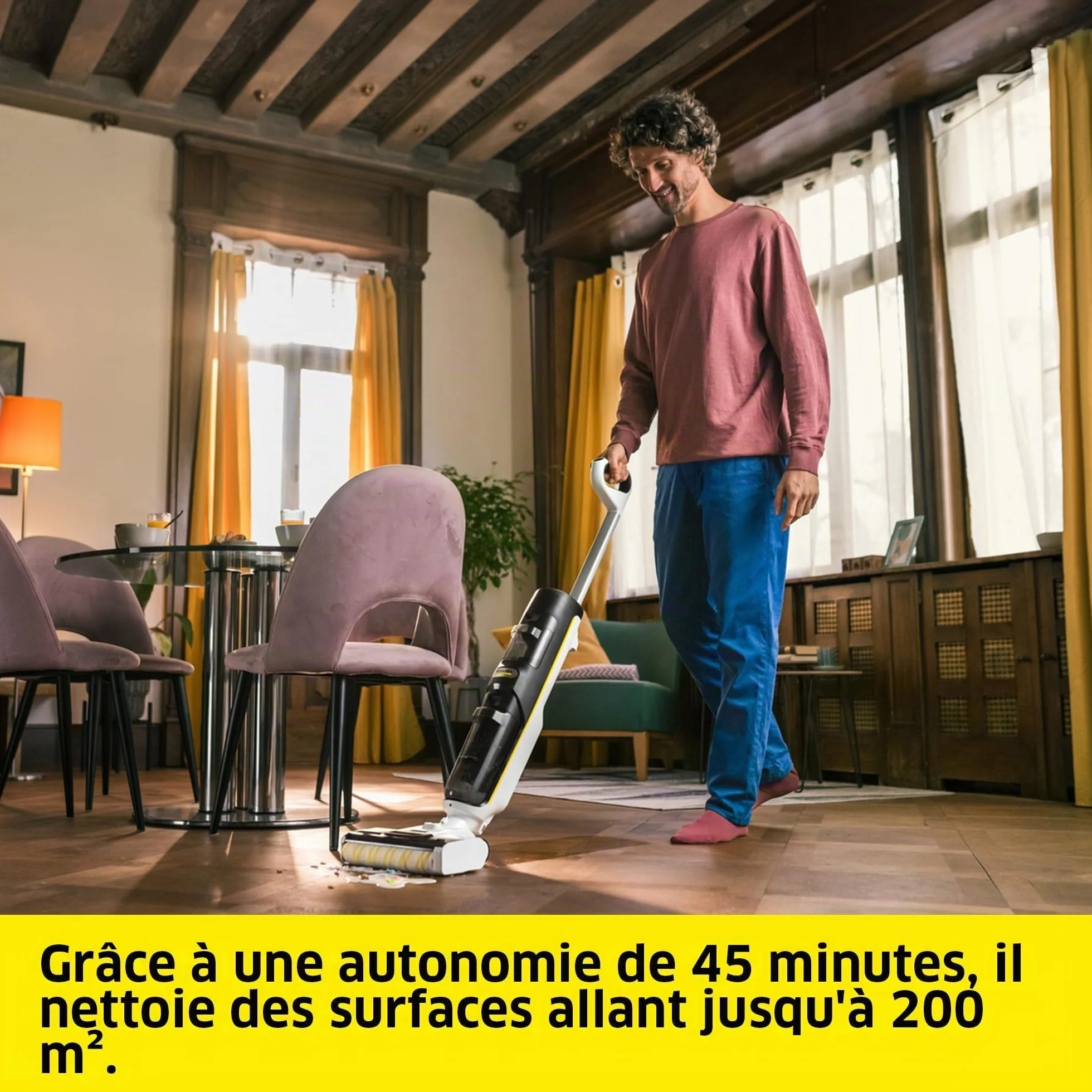 KÄRCHER aspirateur laveur FCV 4 Dry Extra 3-en-1 autonomie 45 min rendement 200 m² capteur Dynamic Control
