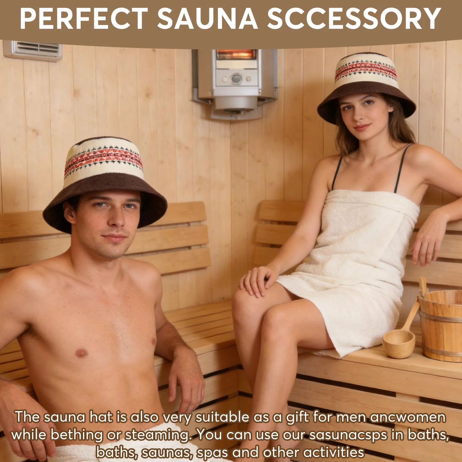 Bonnet de Sauna en Feutre pour Homme et Femme Protection Chaleur Spa
