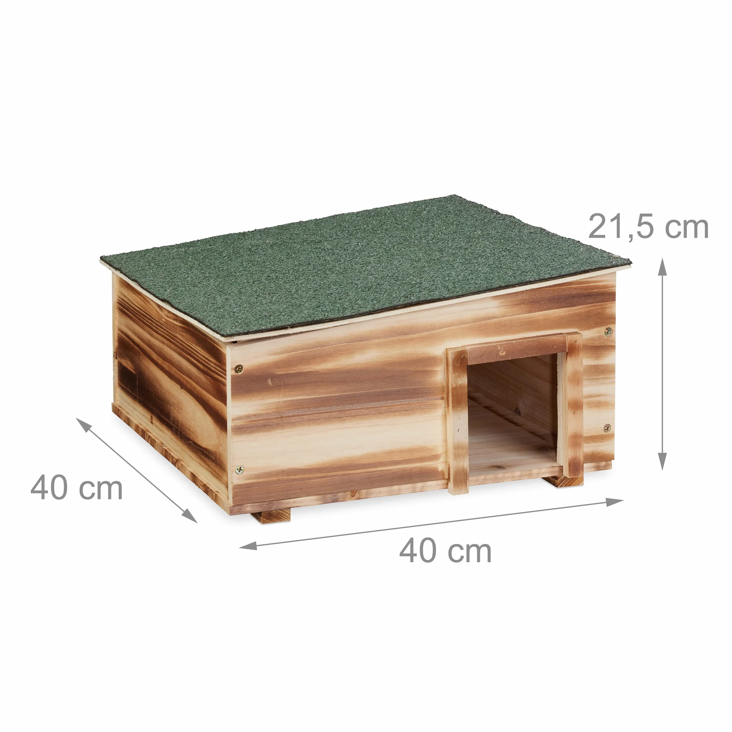 Relaxdays Maison à hérisson Bois flambé 2 Parties Niche Jardin 21,5 x 40 x 40 cm Marron
