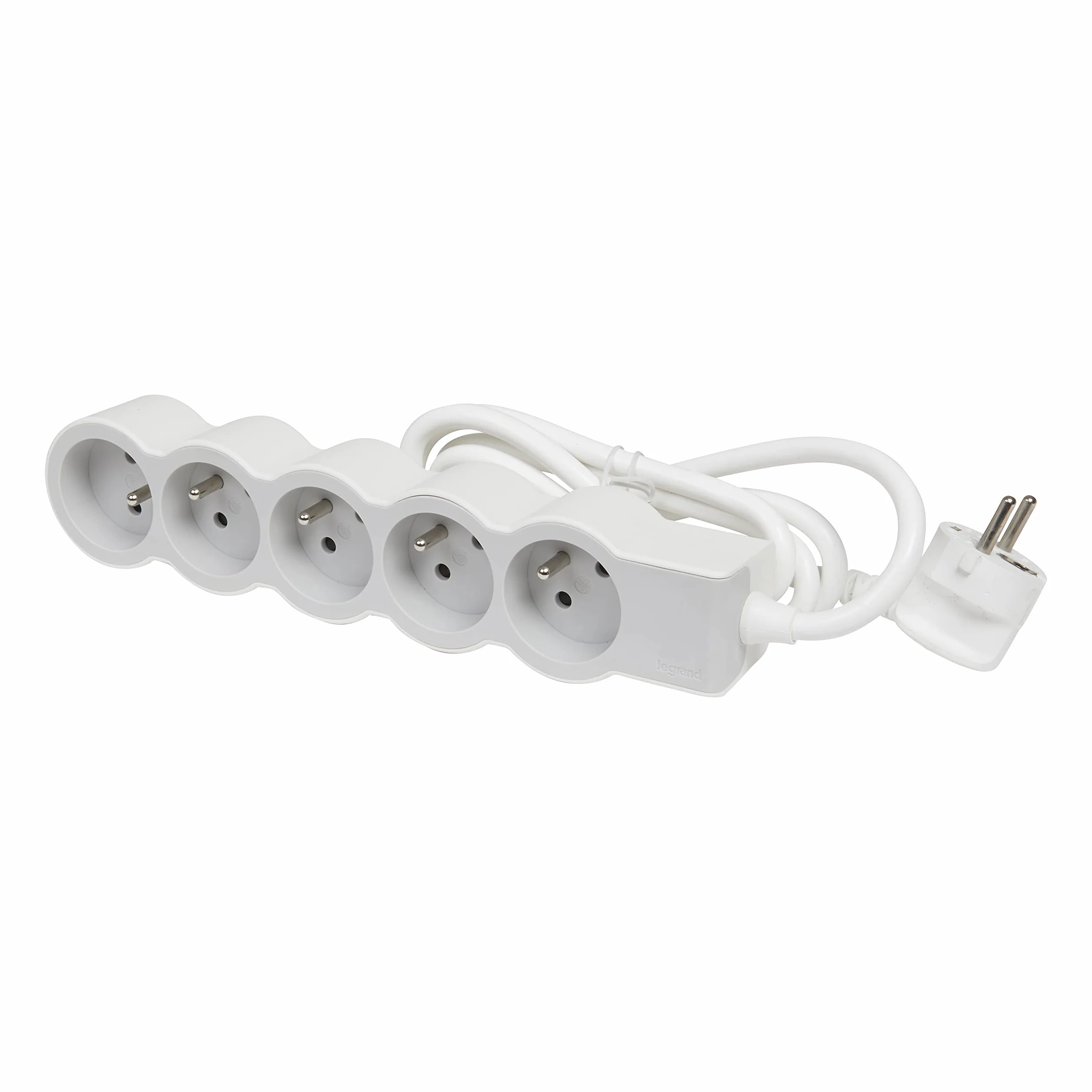 LEGRAND Rallonge Multiprise Extra-Plate 5 Prises 2P+T Cordon 1.5m Blanc Gris Clair