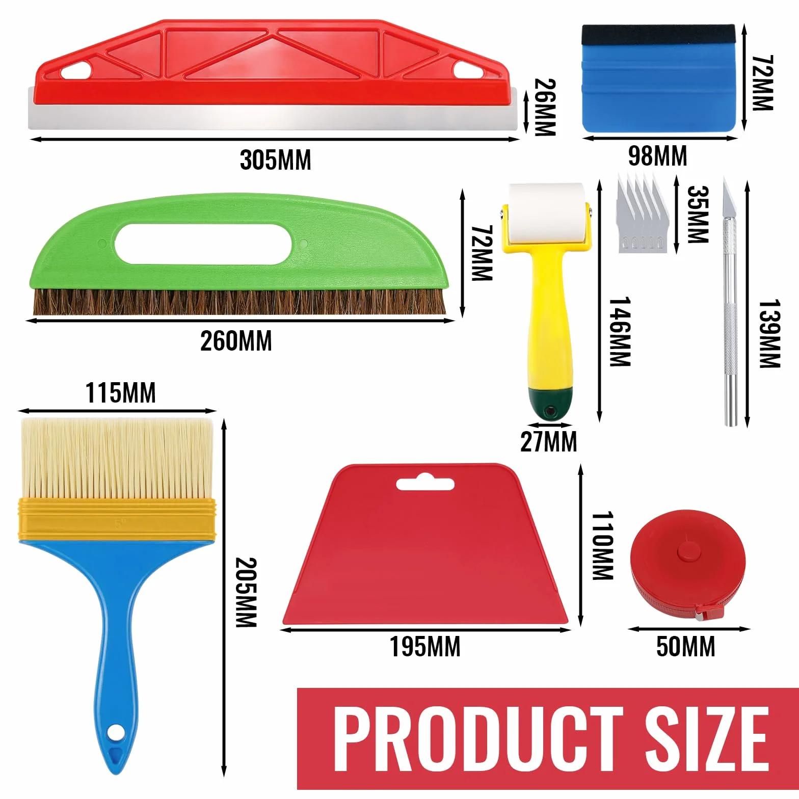 Kit de 15 pièces pour papier peint, outils de lissage de tapisserie professionnels