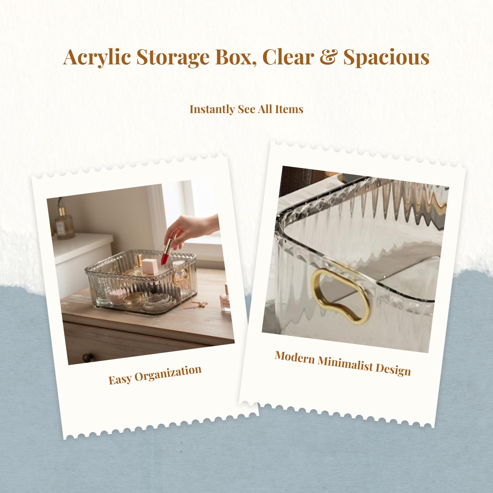 Clear Acrylic Organizer Bin with Built-in Handles