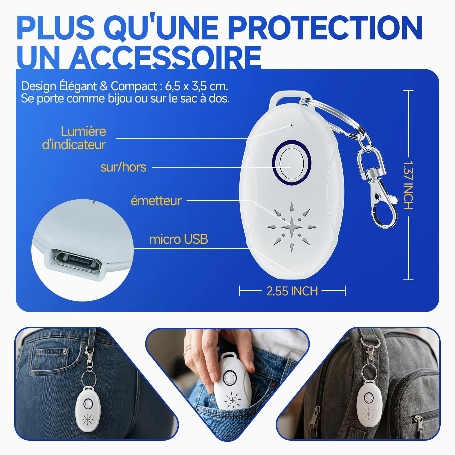 Répulsif À Ultrasons 4 Pack - Anti Moustique Ultrason Portable Rechargeable Électronique USB De Charge Le Camping Extérieur/Intérieur Contre Les Insectes Anti, Fourmis, Araignées