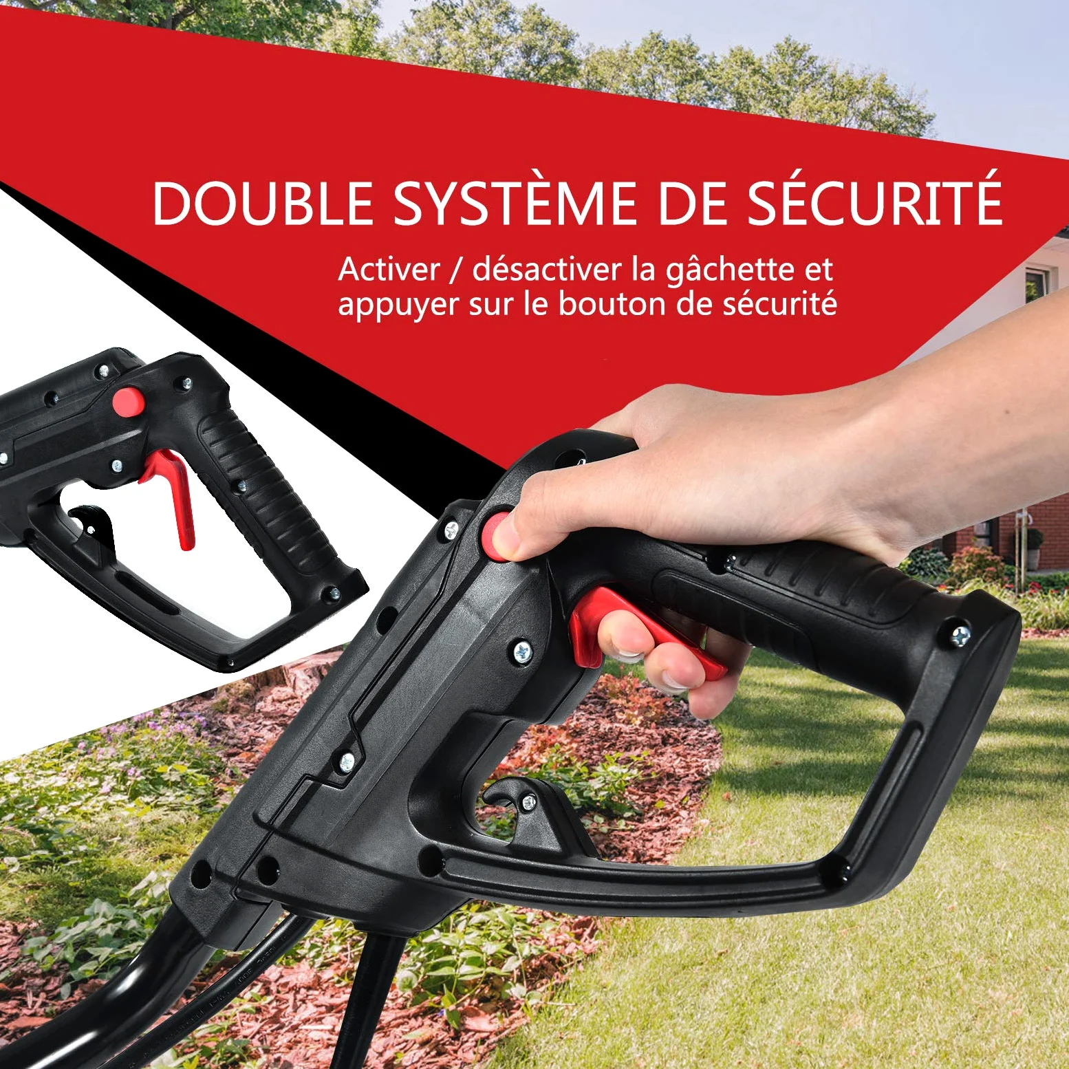 COSTWAY Motobineuse Électrique 1500W Profondeur de Travail 22CM Largeur de 43CM avec Poignée Pliable et Roues Réglables 6 Lames pour Jardinage et Désherbage