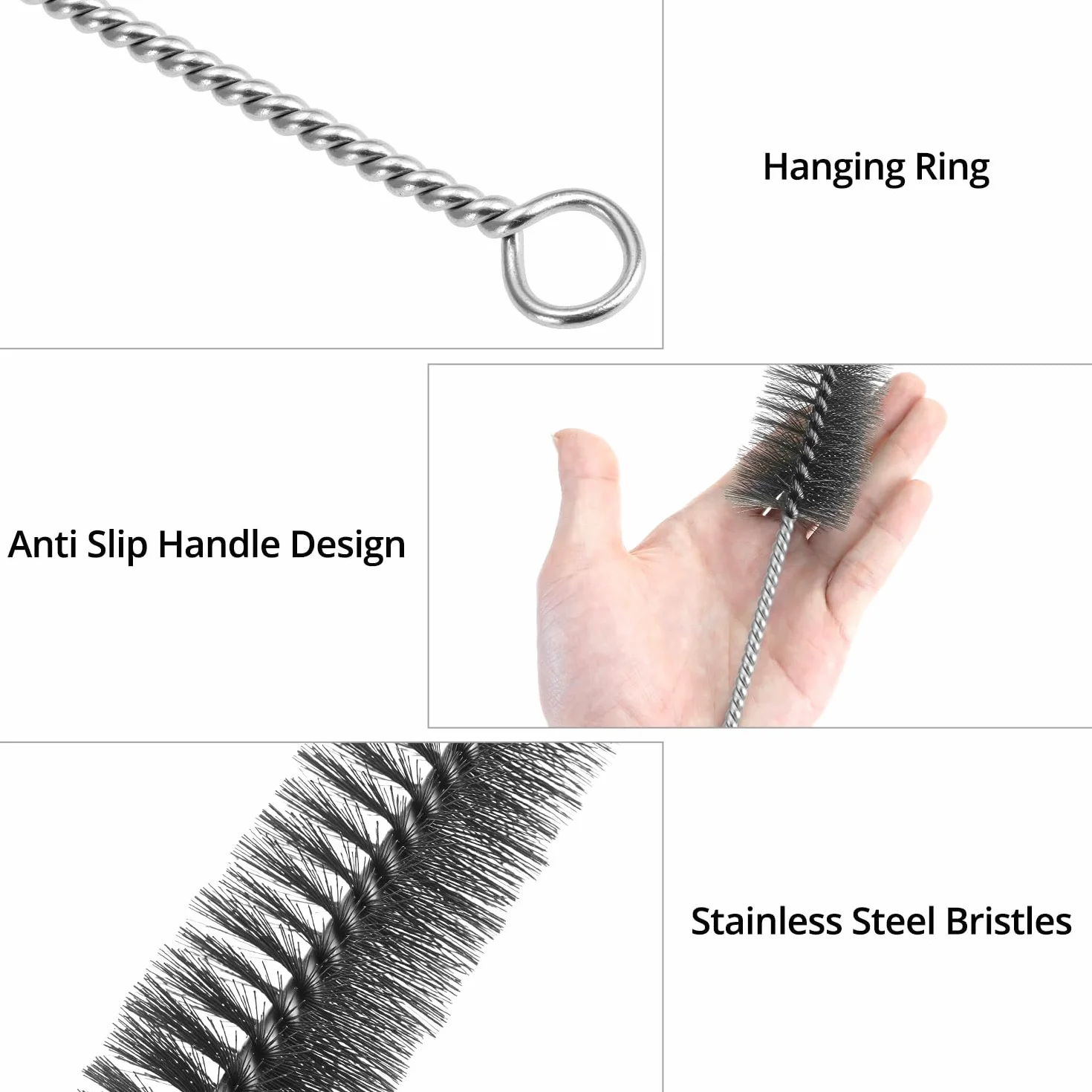 Lot de 2 Brosses pour Tuyau de Poêle Ø 40mm x 30cm – Goupillon de Ramonage Fil d'acier Cheminée Poêle à Granulés