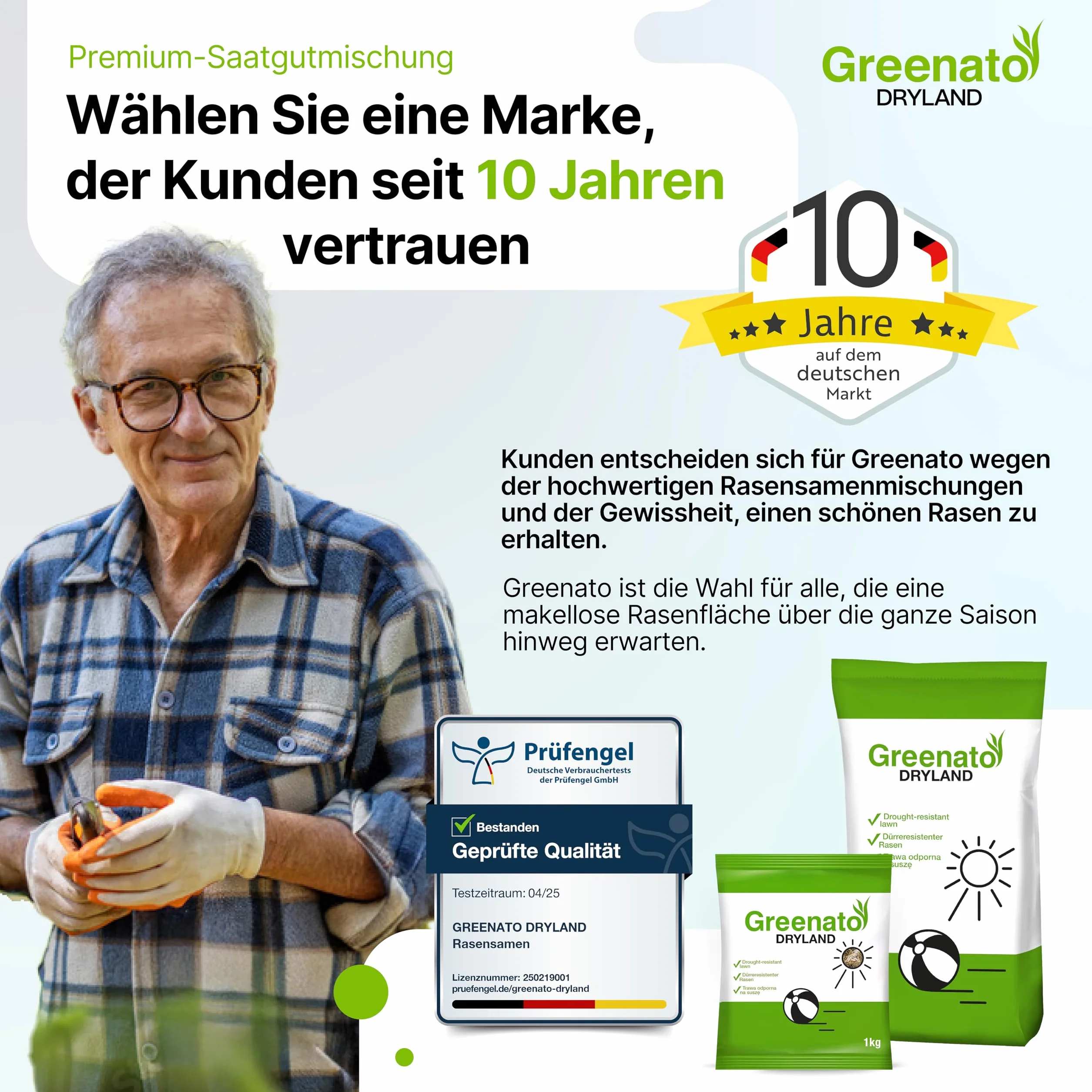 Greenato Dryland Graines de gazon résistant à la sécheresse 30kg